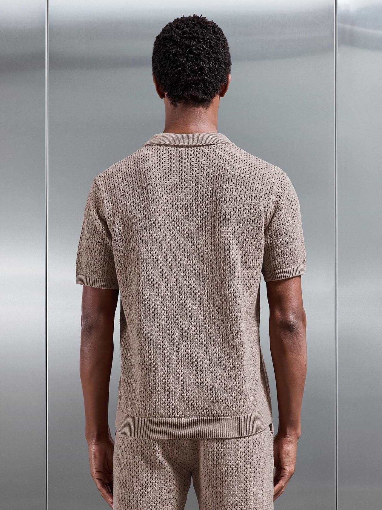 Crochet Shirt in Taupe