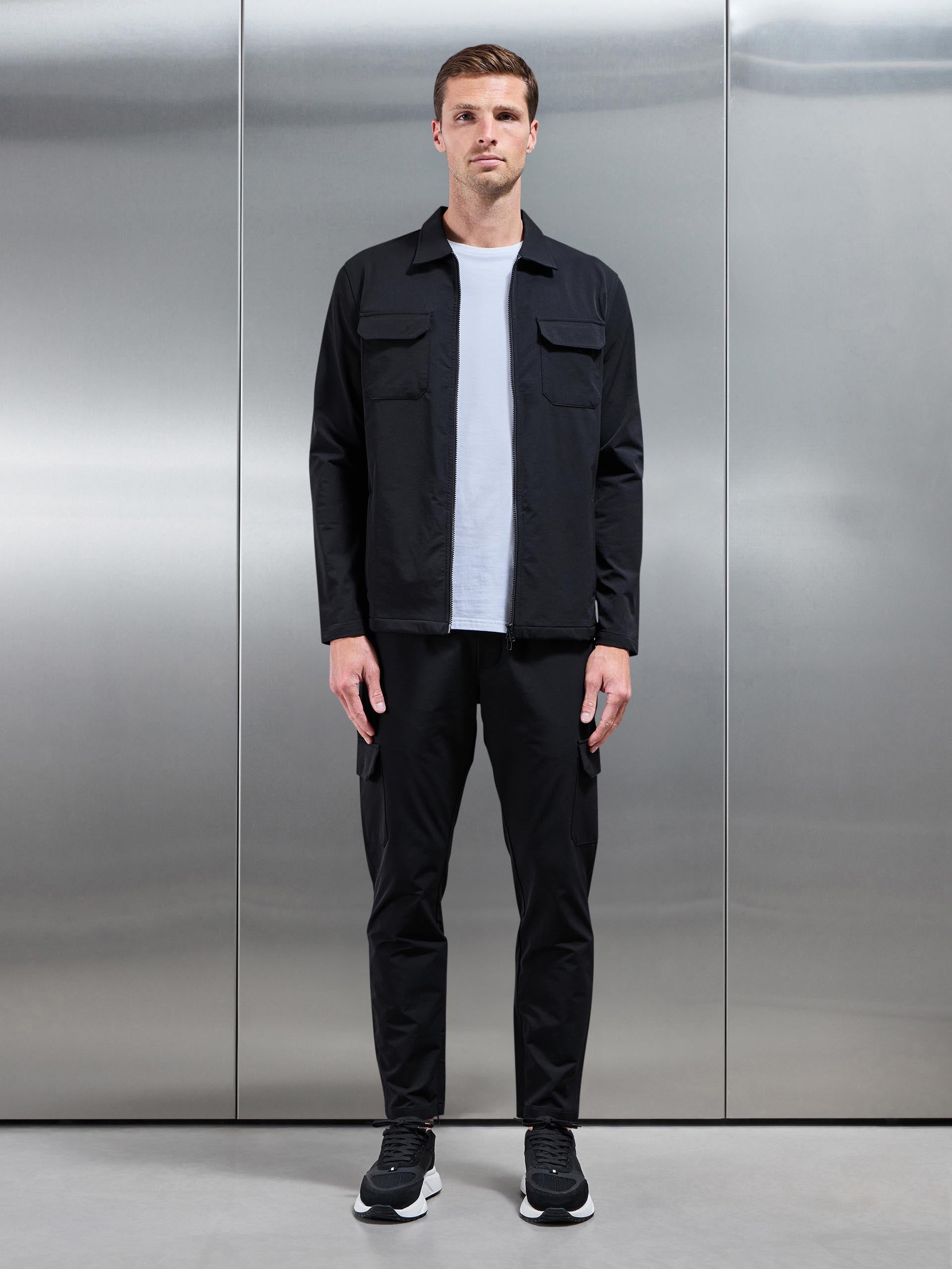 Cargo Zip Through Jacket in Black