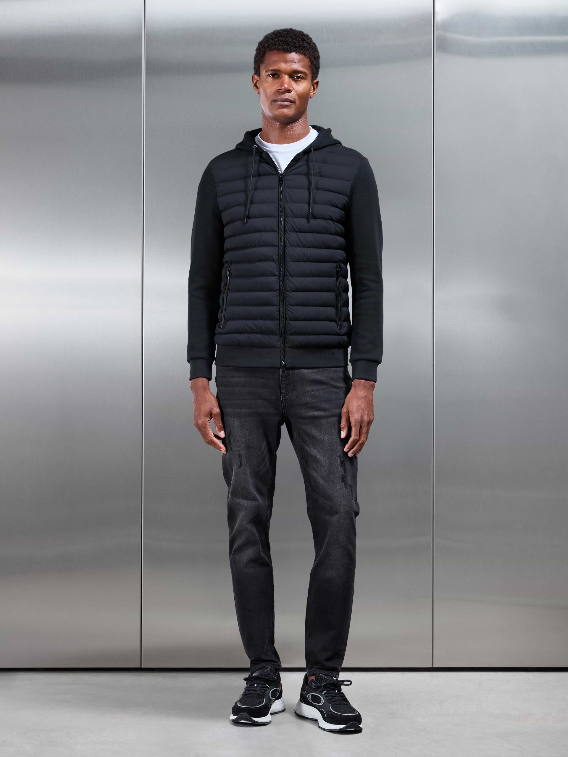 Distressed Denim Jeans in Black Wash