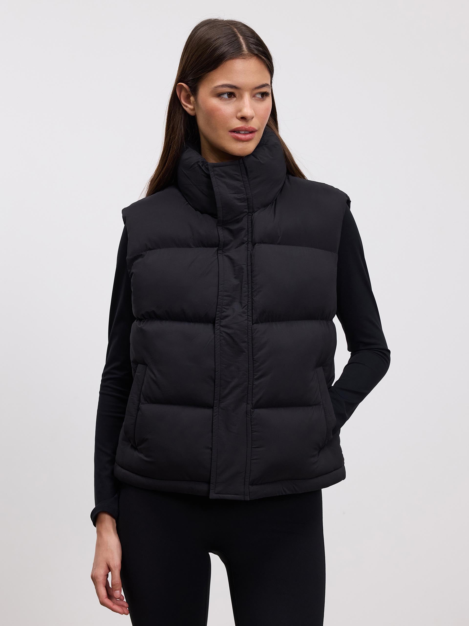Womens Puffer Gilet in Black
