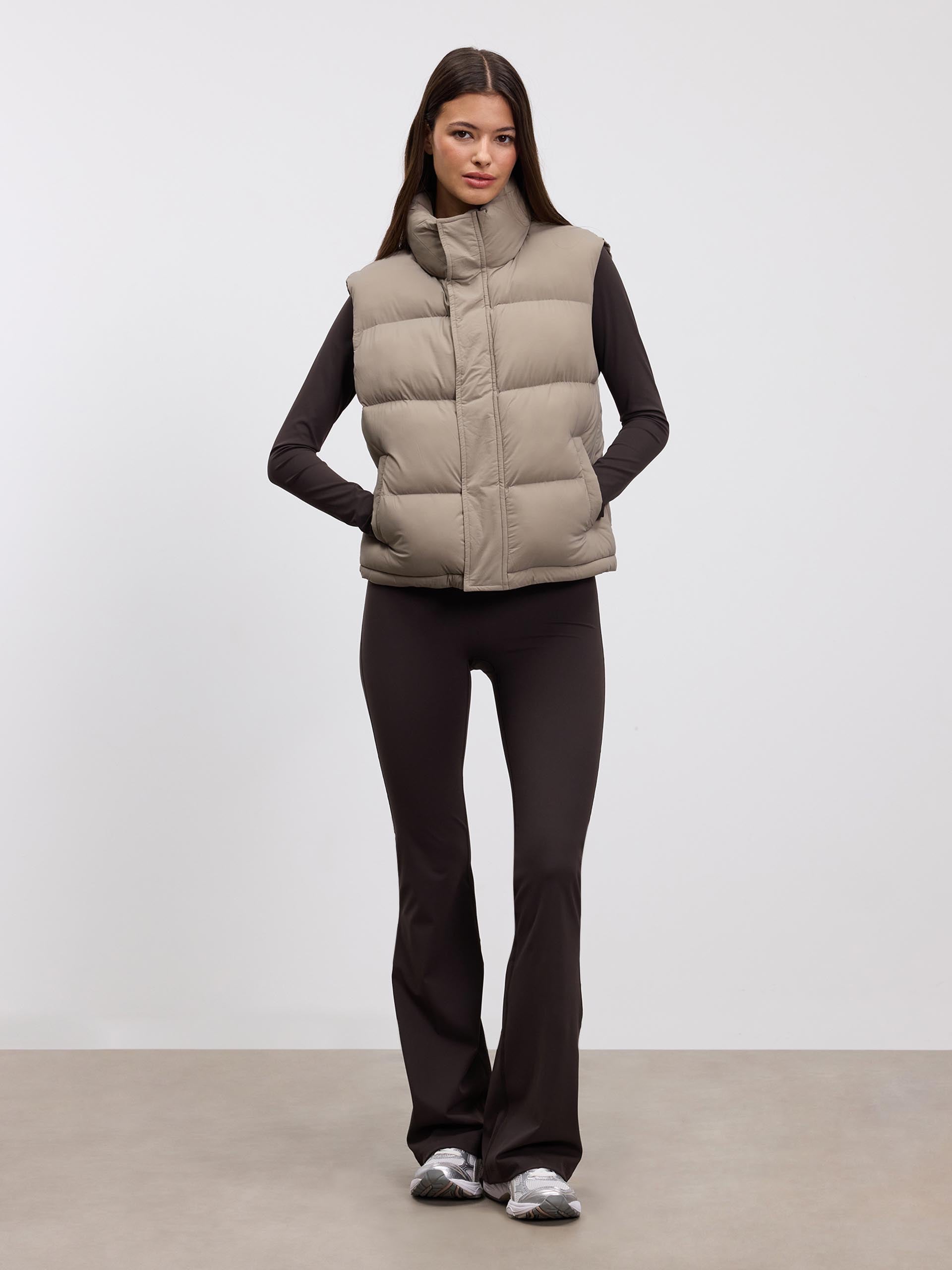 Womens Puffer Gilet in Stone