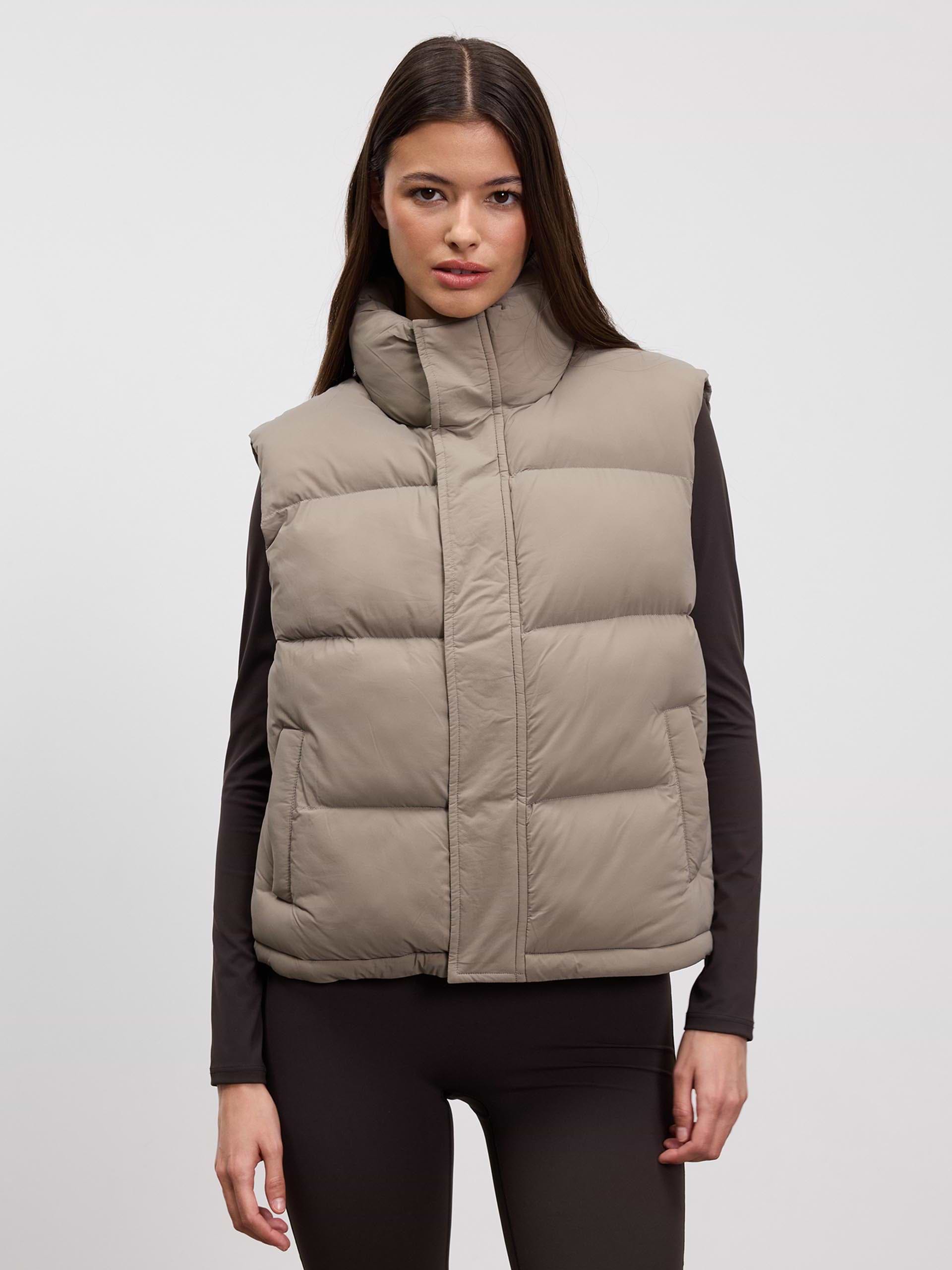 Womens Puffer Gilet in Stone
