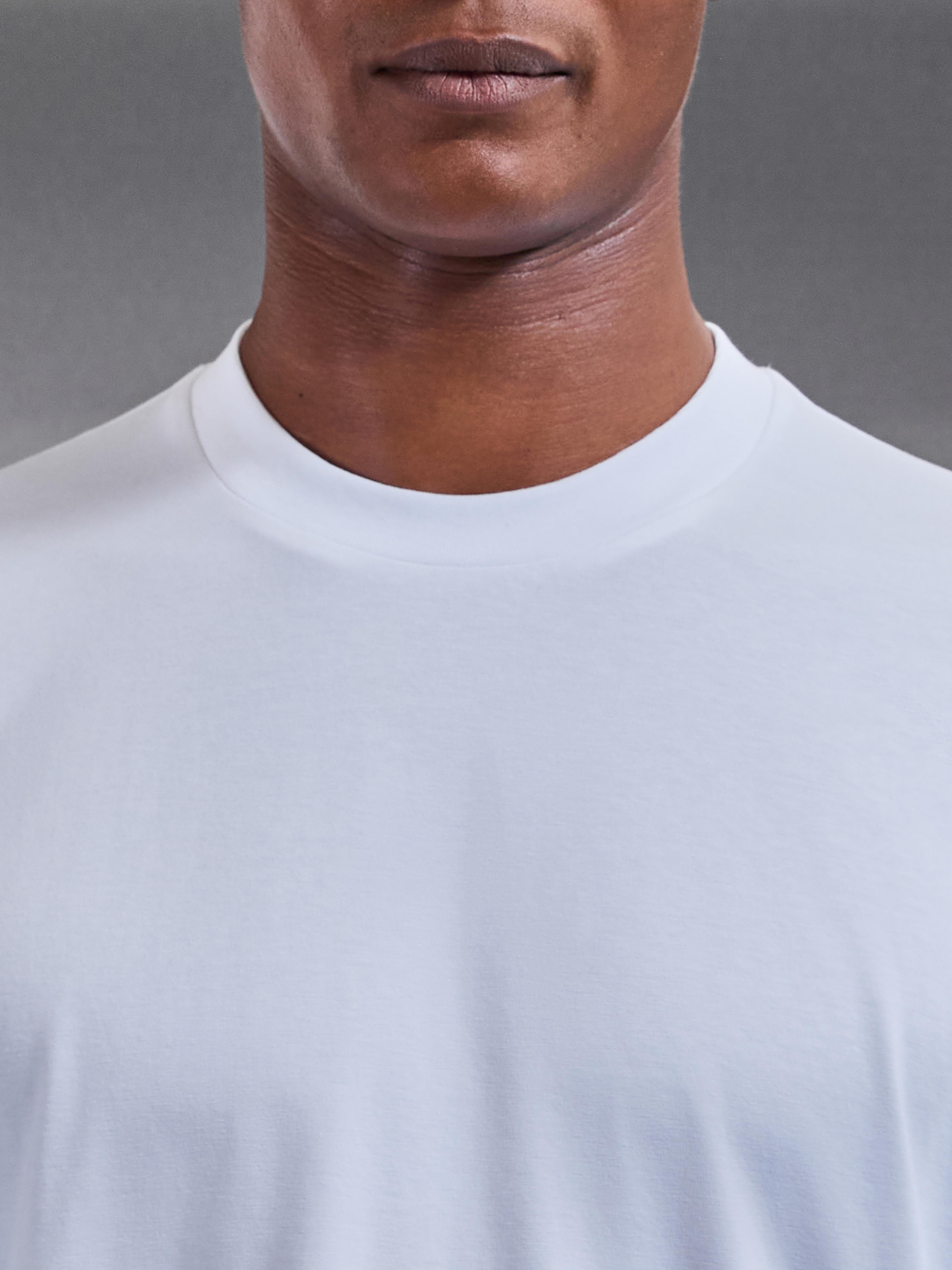Essential Cotton Stretch Long Sleeve Relaxed T-Shirt in White