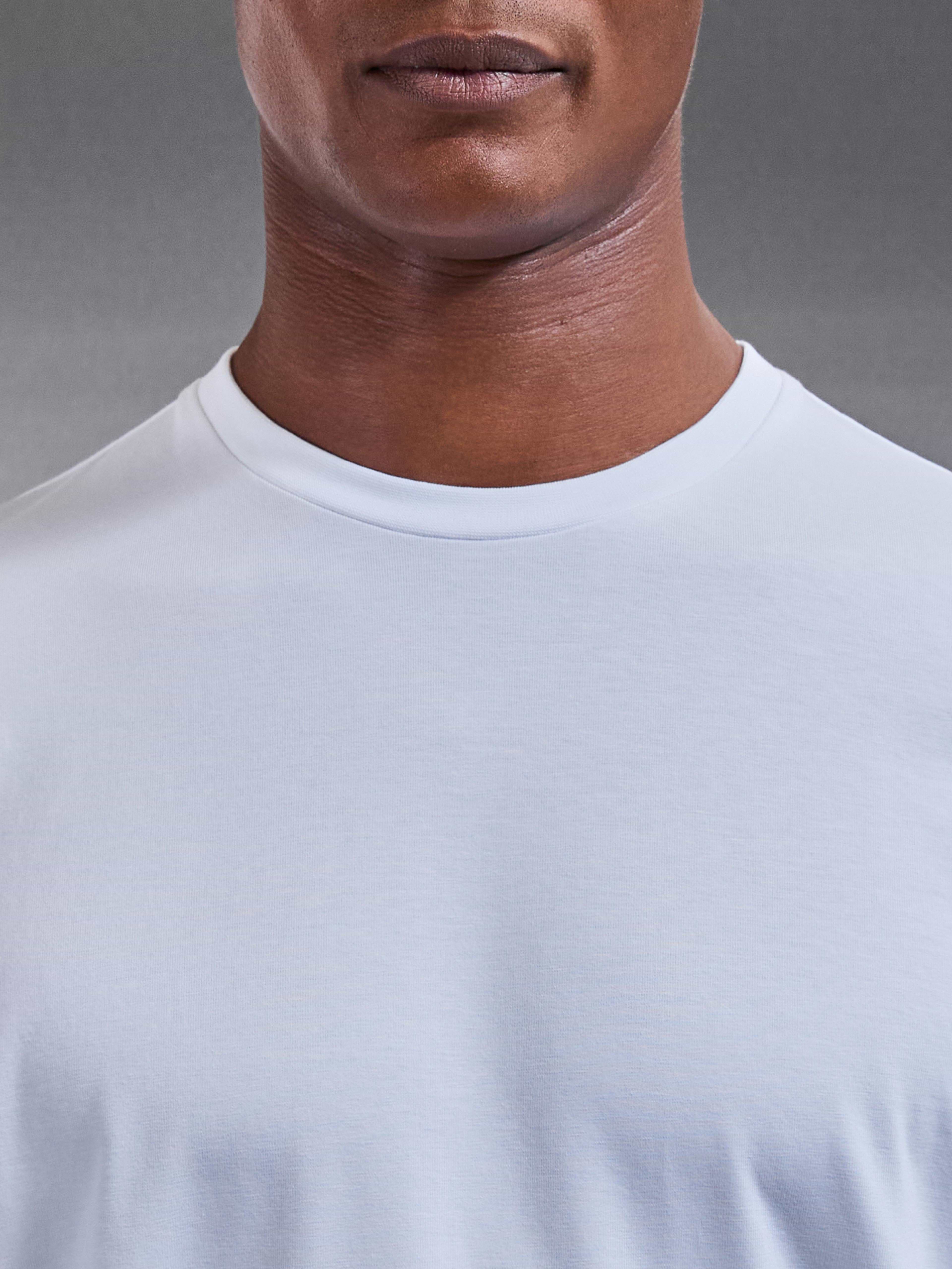 Essential Cotton Stretch Long Sleeve Slim T-Shirt in White