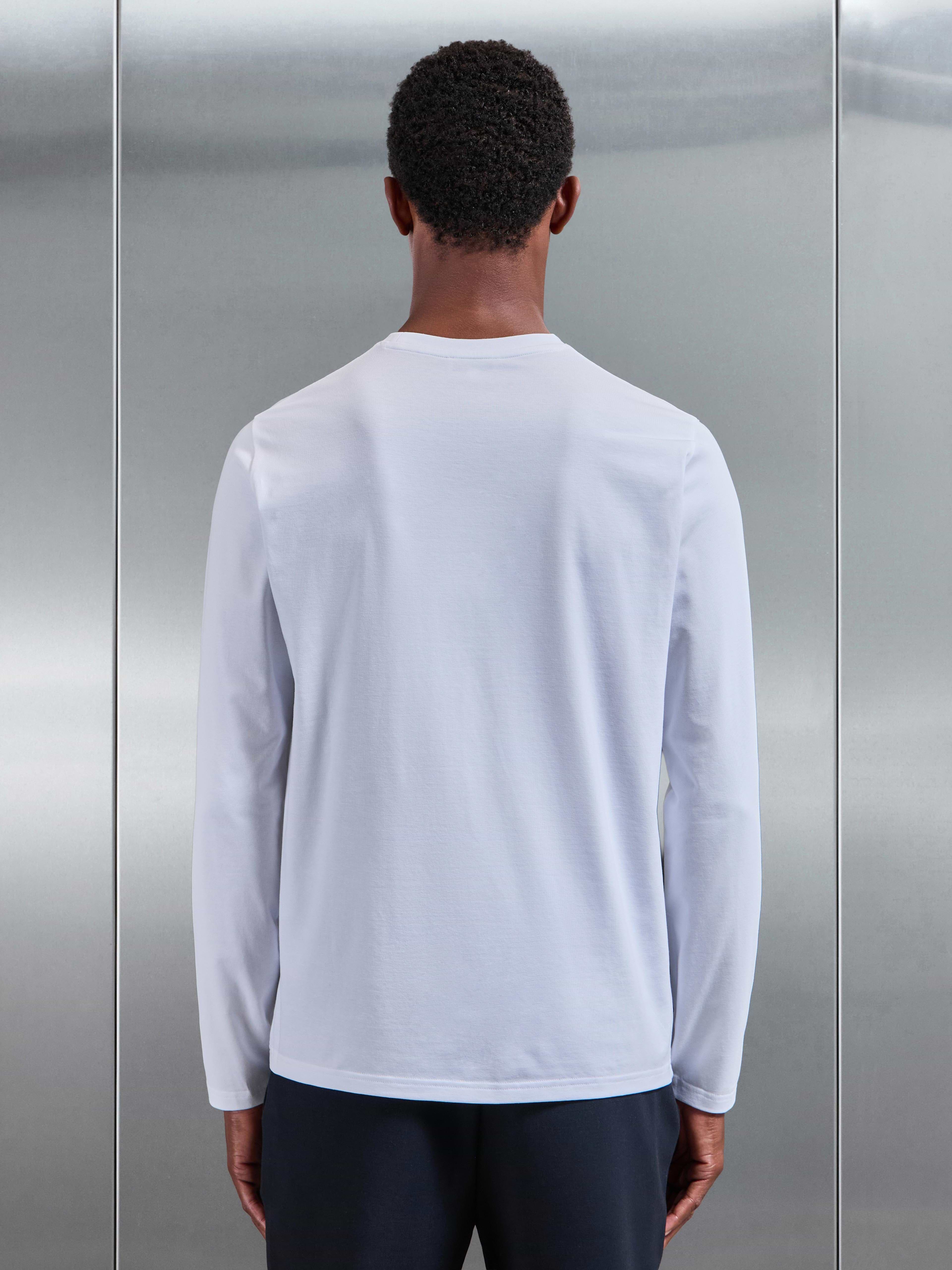 Essential Cotton Stretch Long Sleeve Slim T-Shirt in White