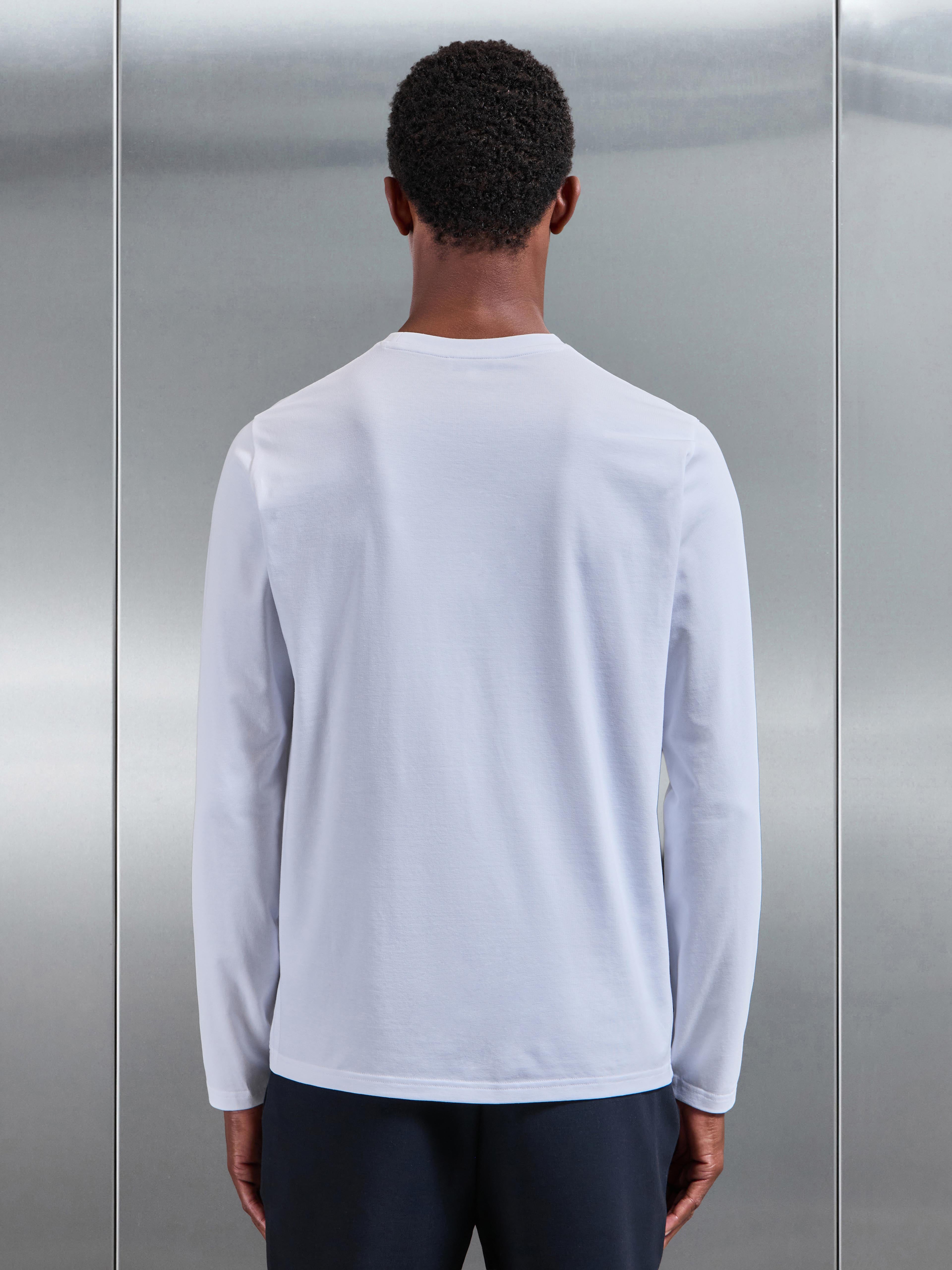 Essential Cotton Stretch Long Sleeve Slim T-Shirt in White