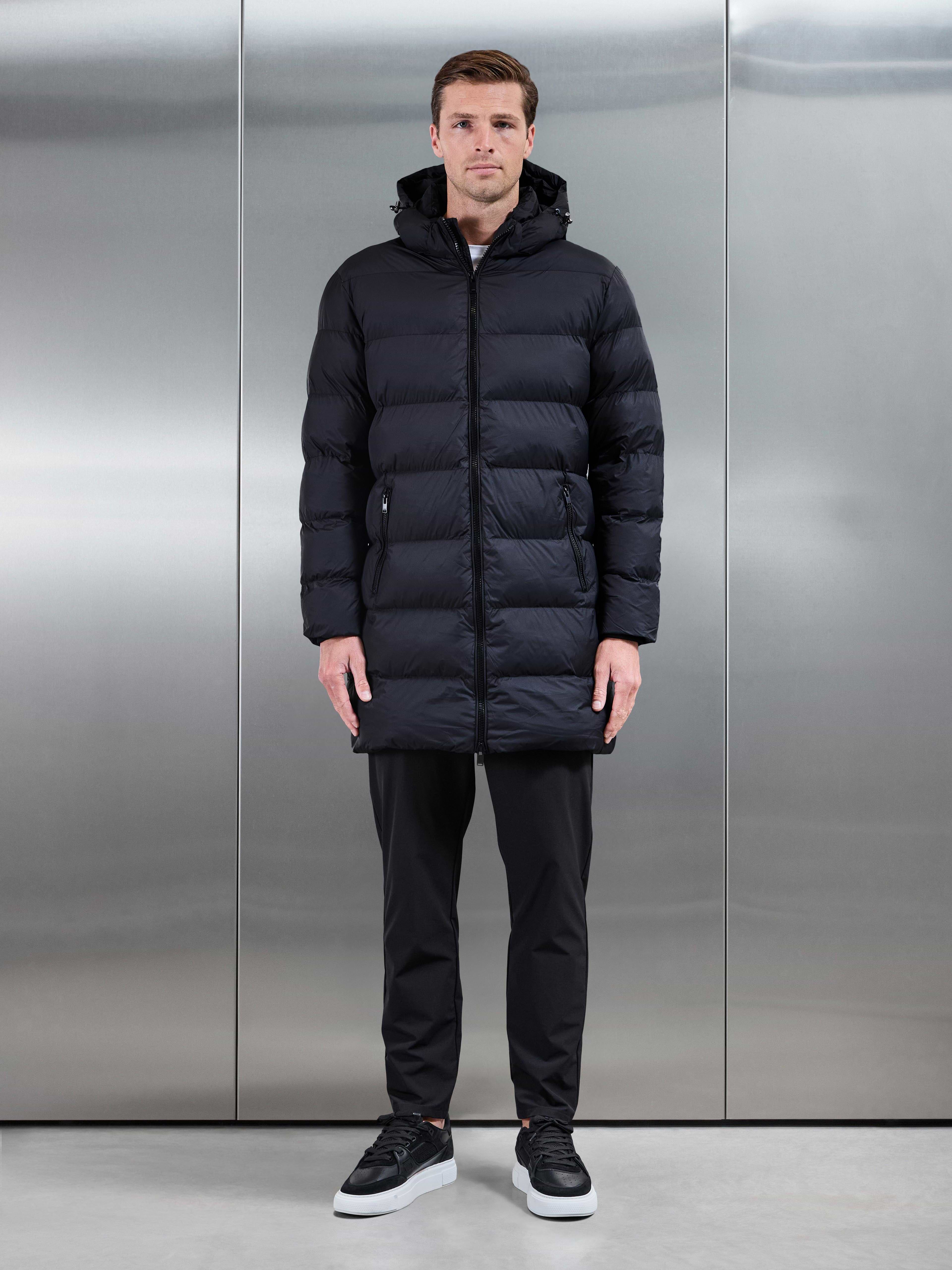 Essential Mid Length Puffer Jacket in Black