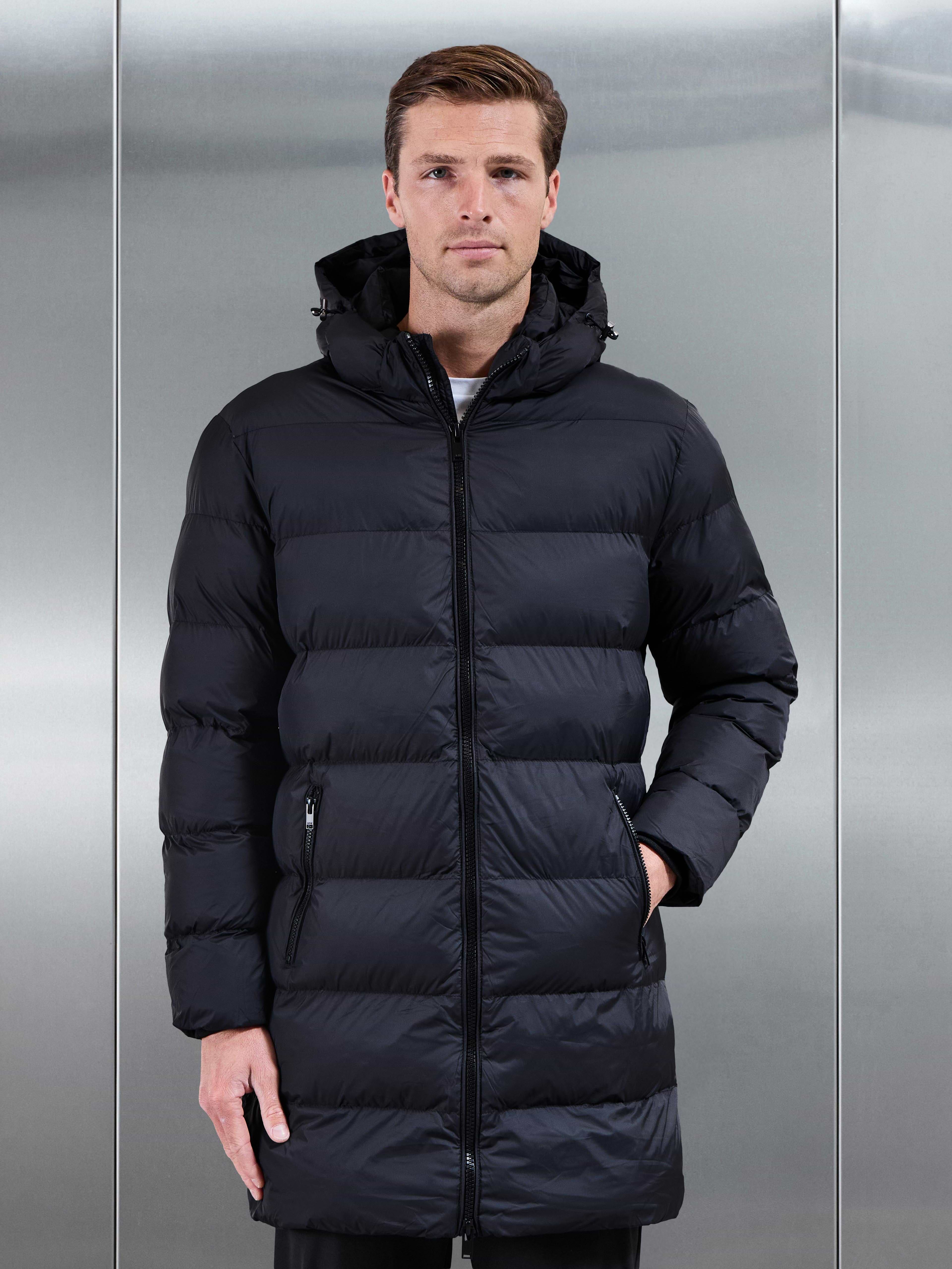 Essential Mid Length Puffer Jacket in Black