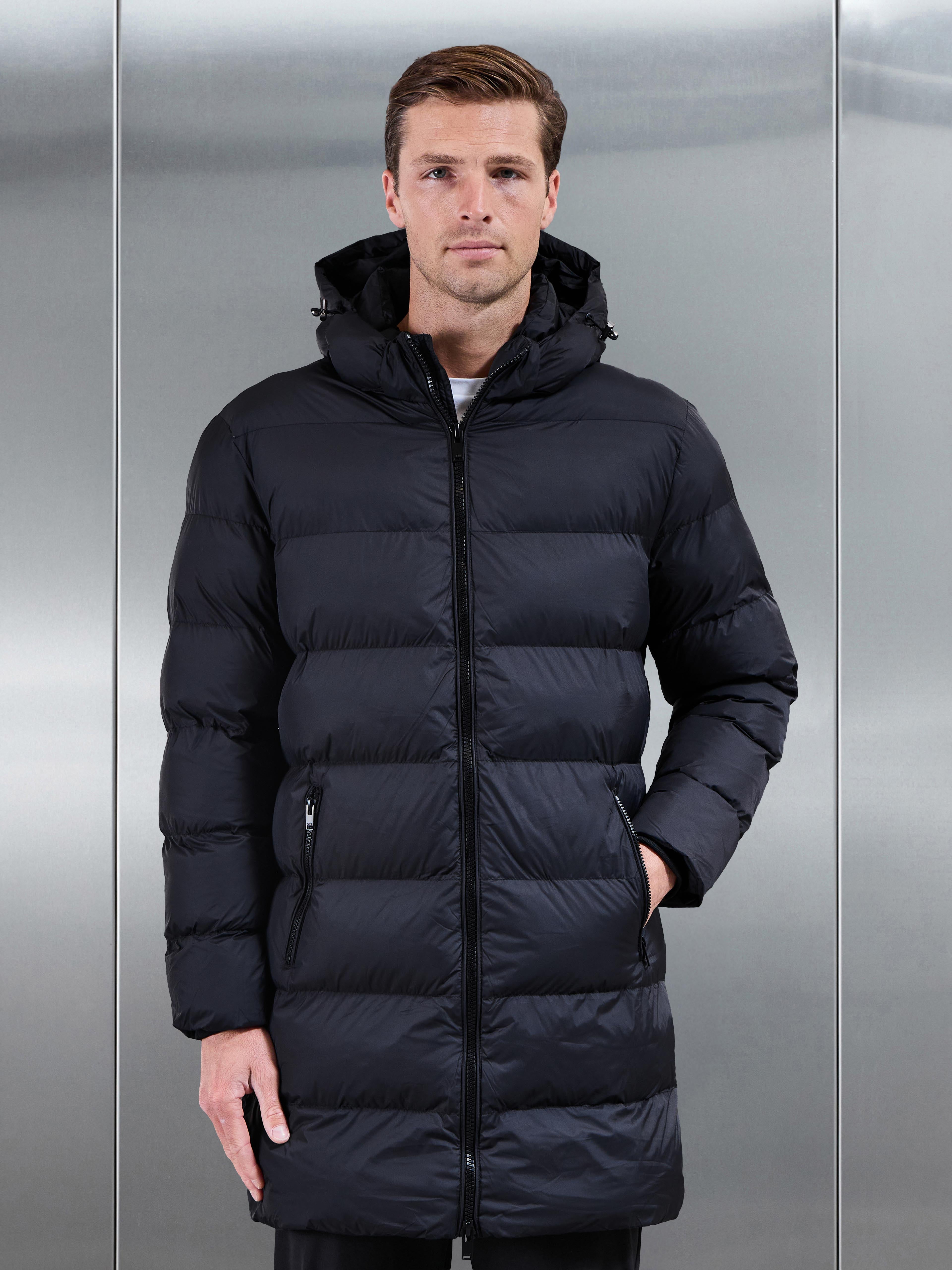 Essential Mid Length Puffer Jacket in Black