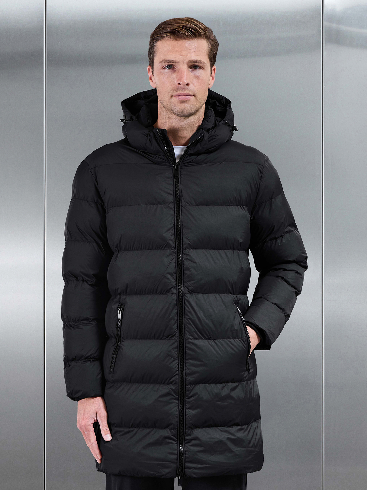 Essential Mid Length Puffer Jacket in Black | ARNE IE
