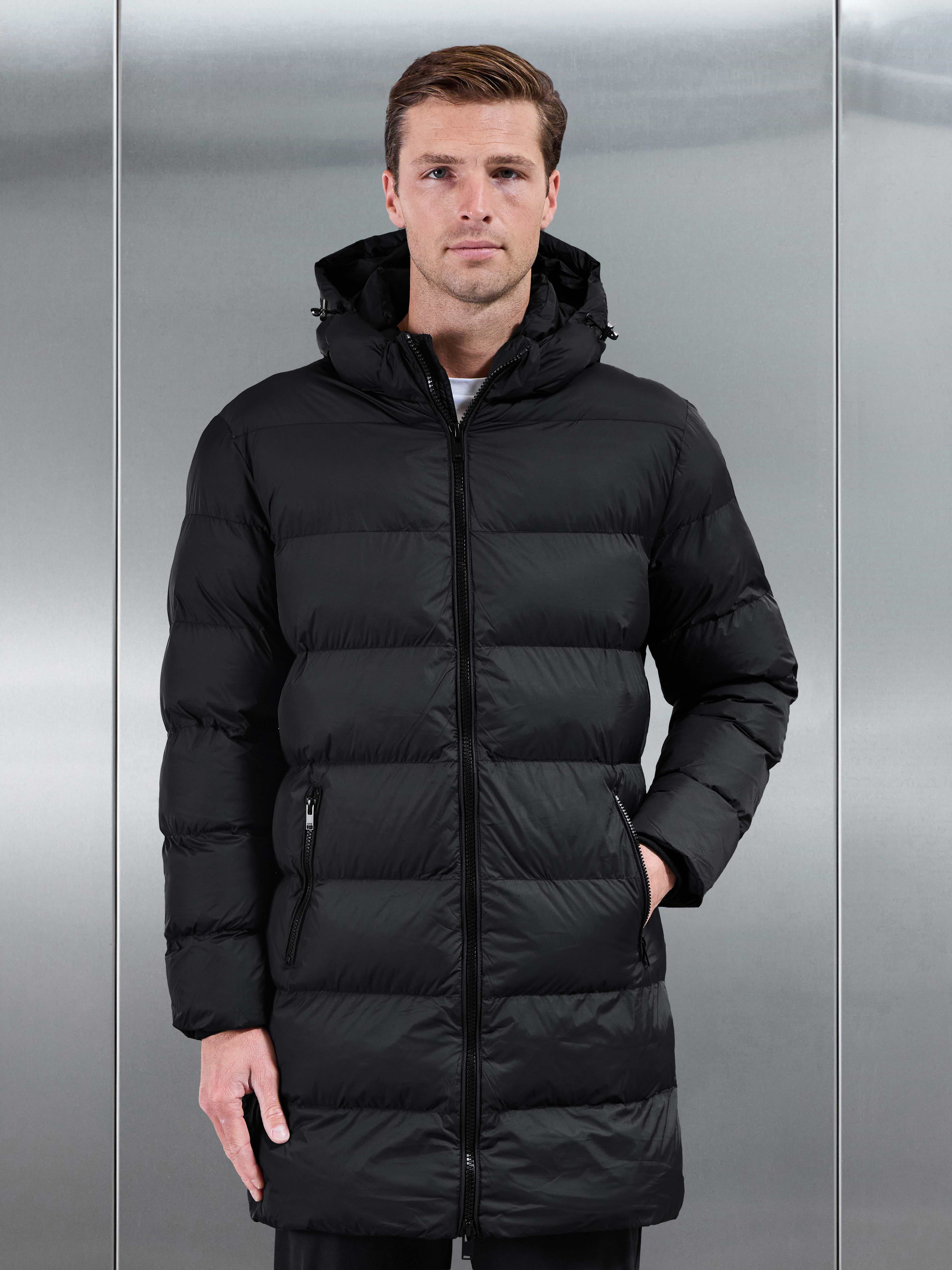 Essential Mid Length Puffer Jacket in Black