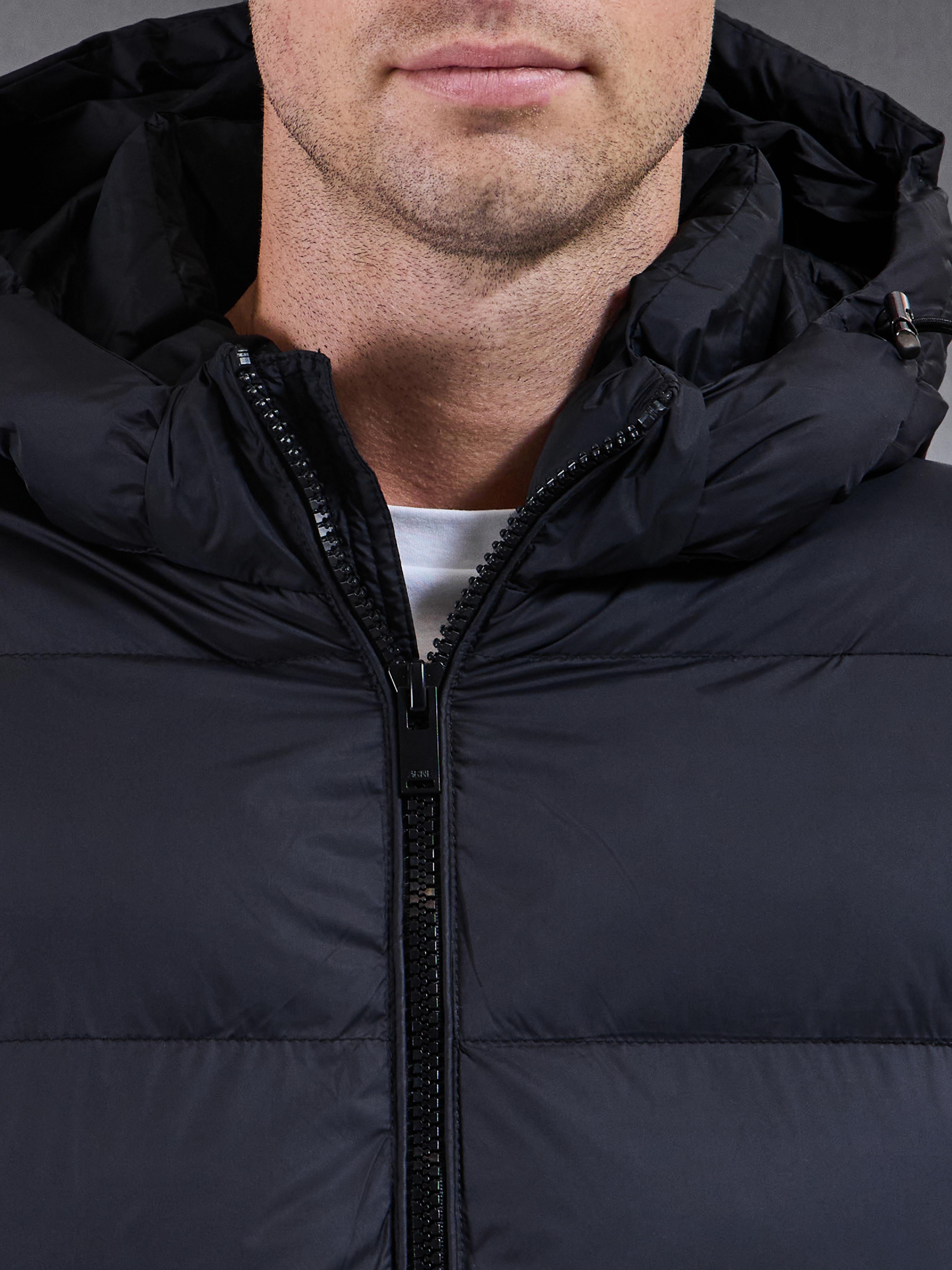 Essential Mid Length Puffer Jacket in Black