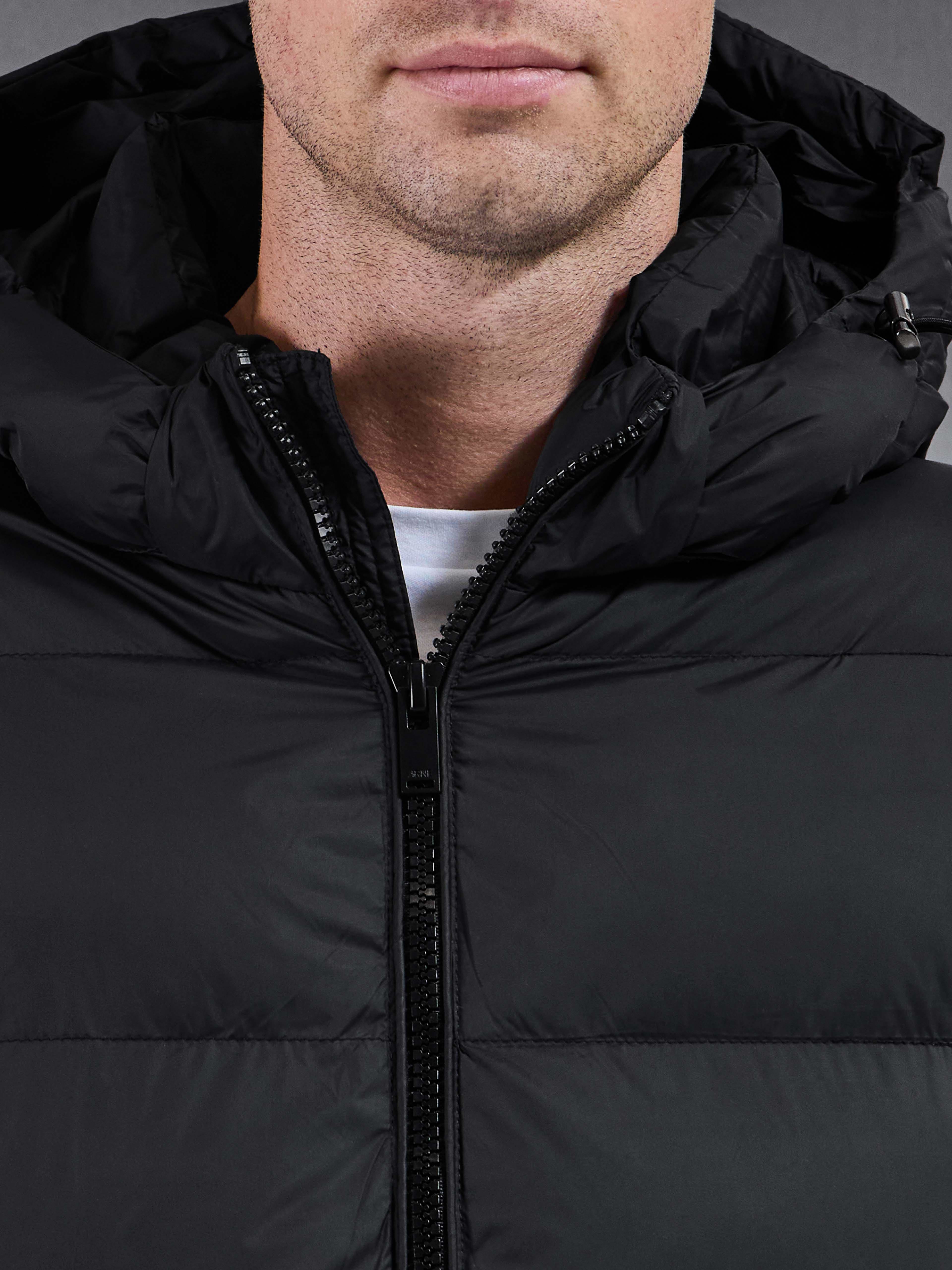 Essential Mid Length Puffer Jacket in Black