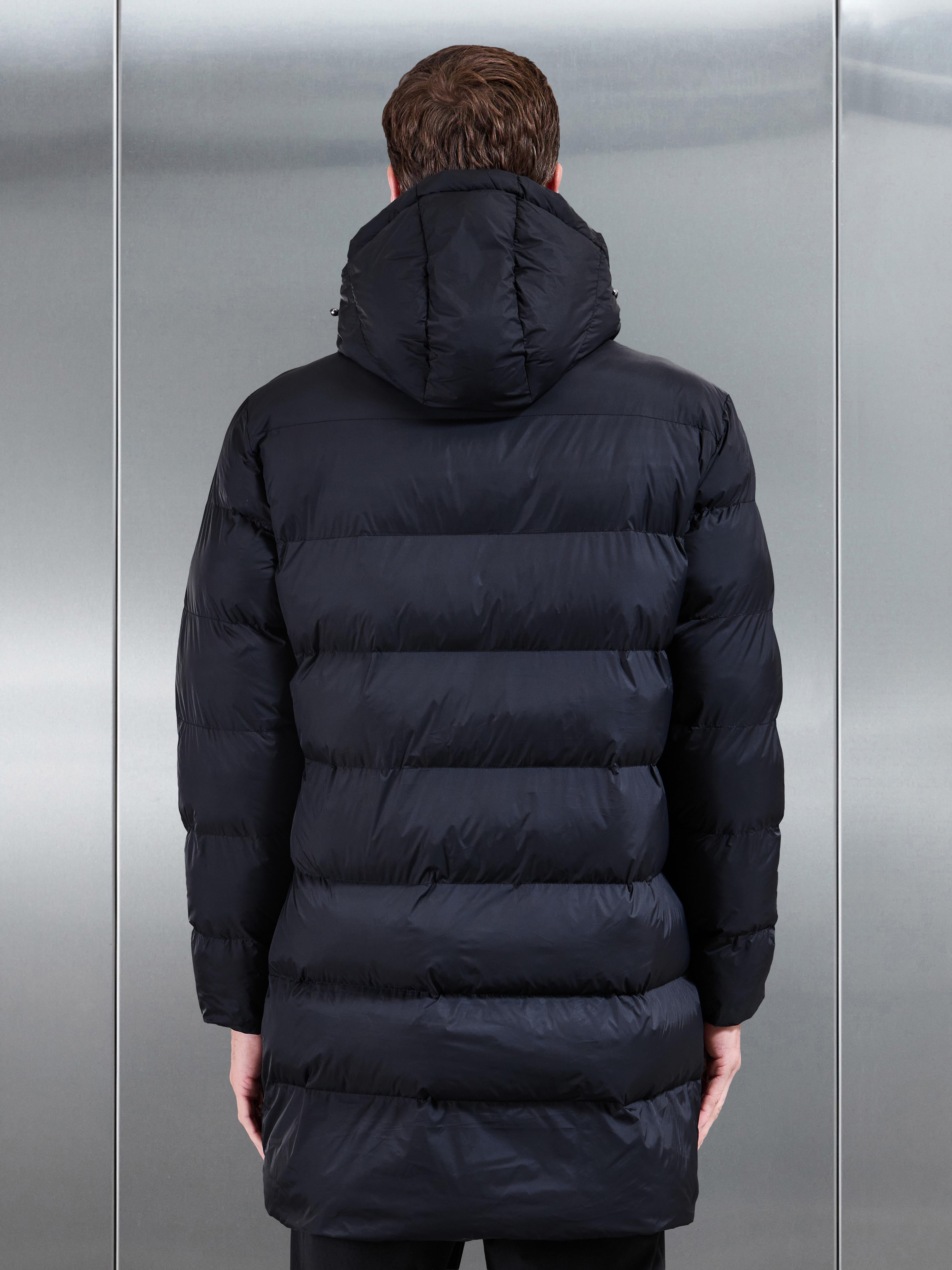 Essential Mid Length Puffer Jacket in Black