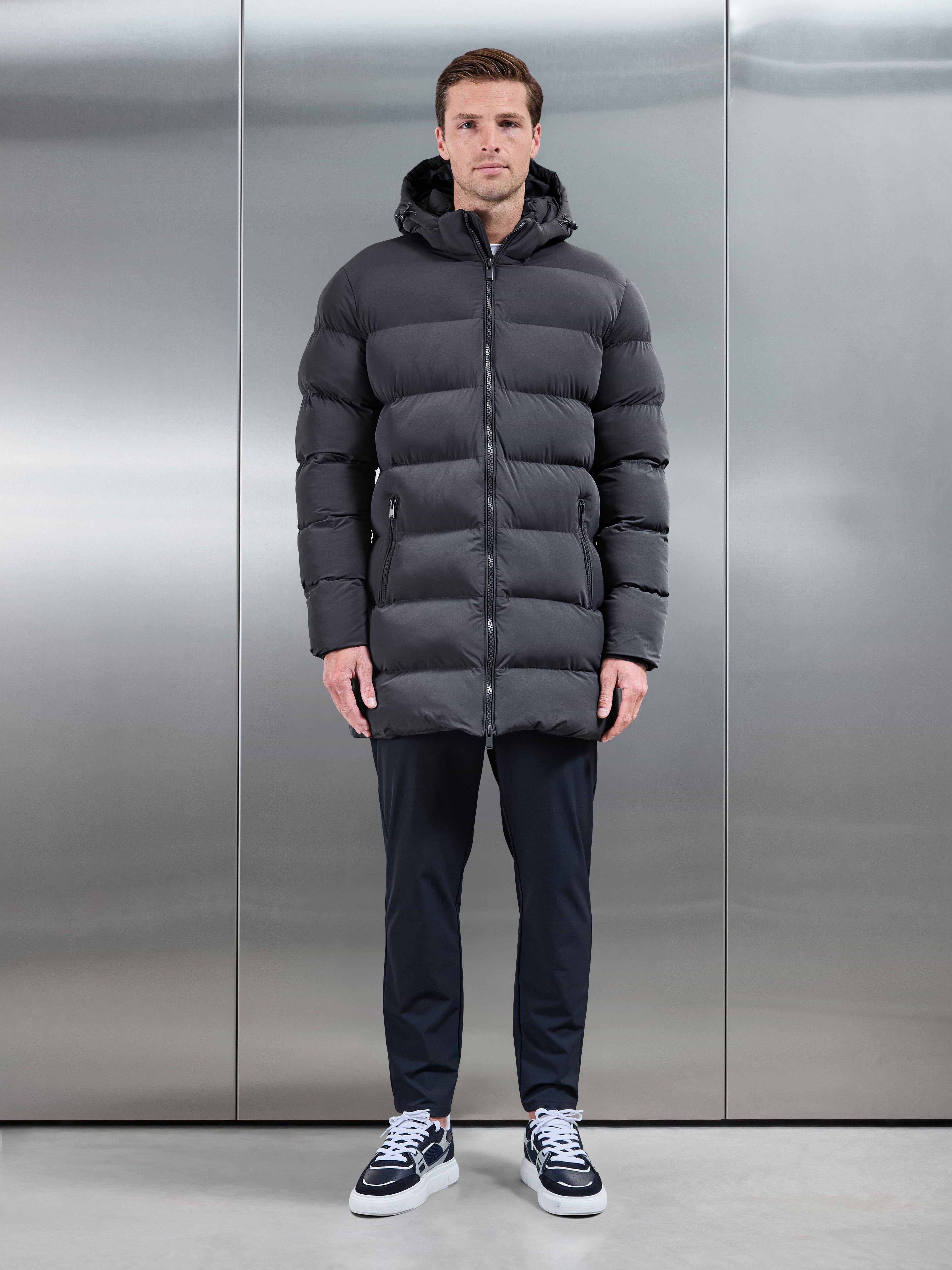Essential Mid Length Puffer Jacket in Grey