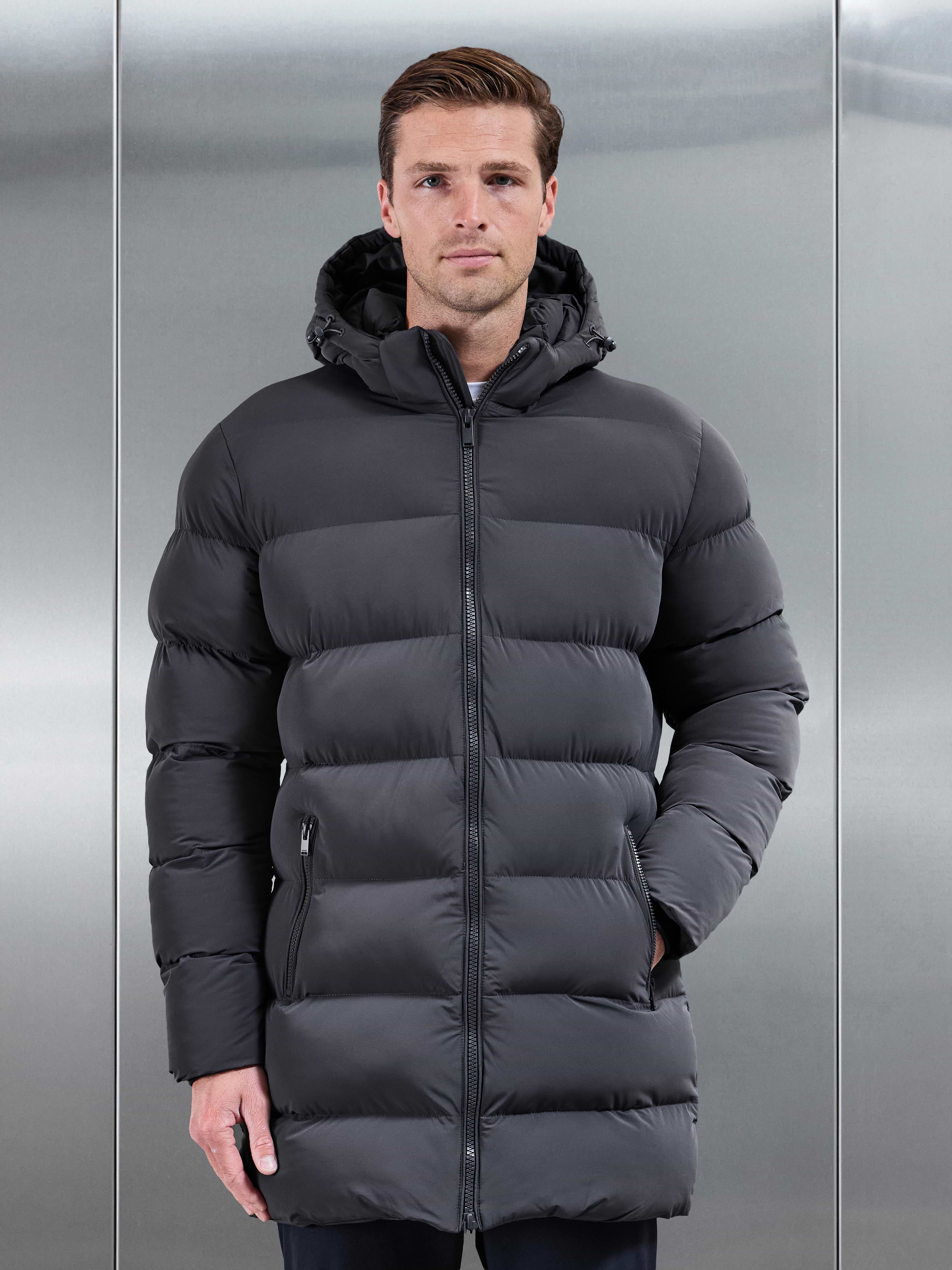 Essential Mid Length Puffer Jacket in Grey