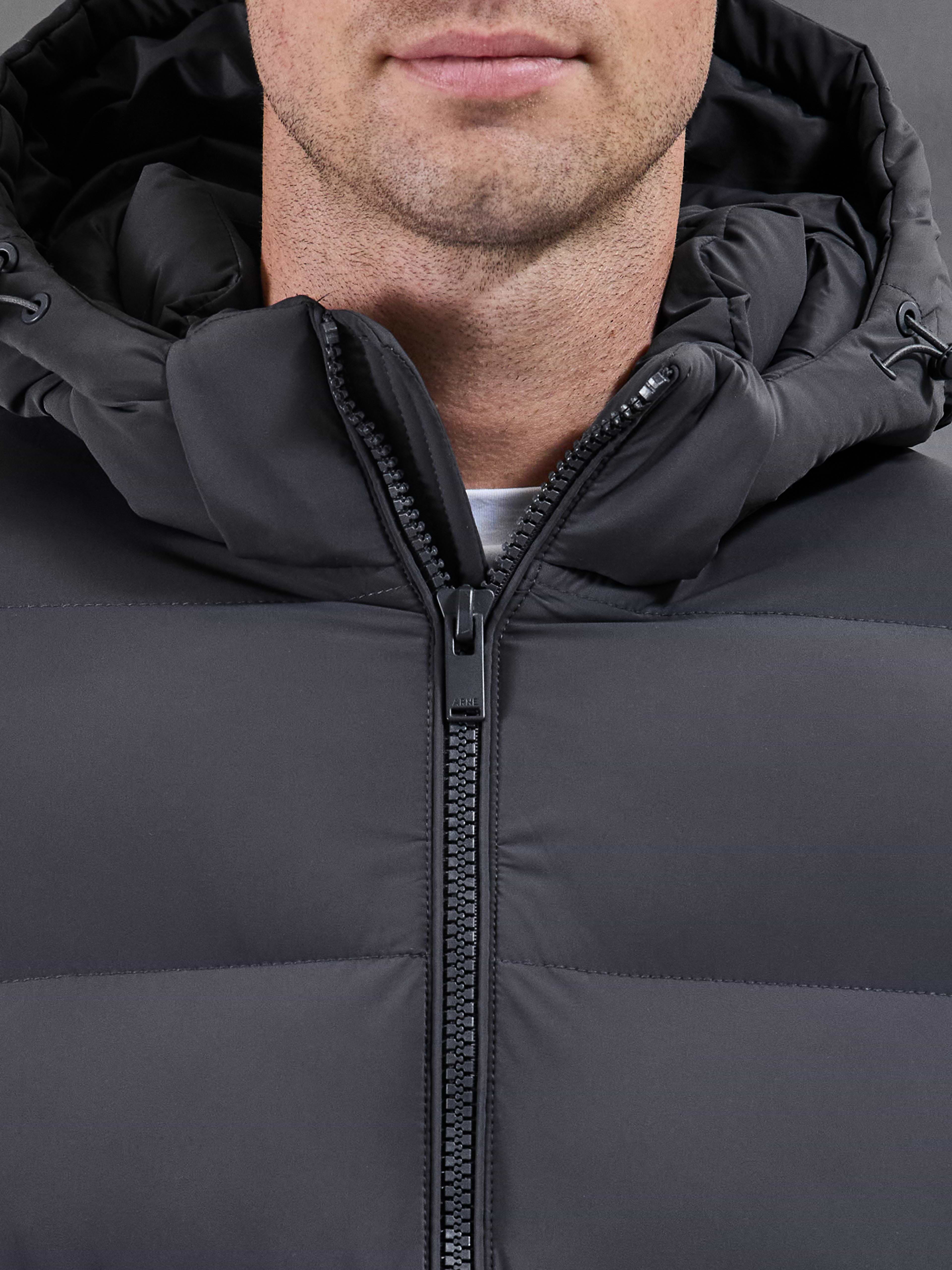 Essential Mid Length Puffer Jacket in Grey