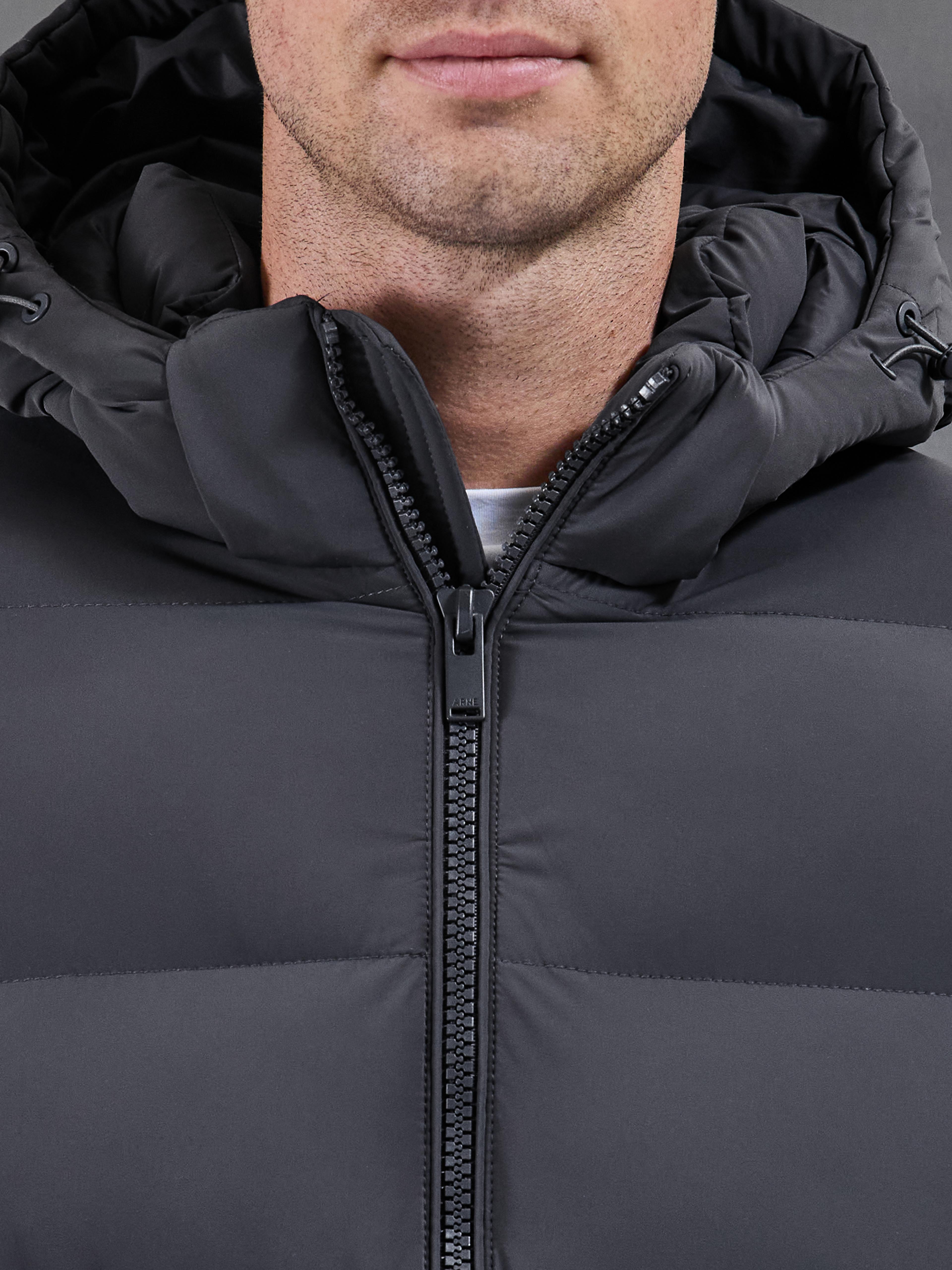 Essential Mid Length Puffer Jacket in Grey