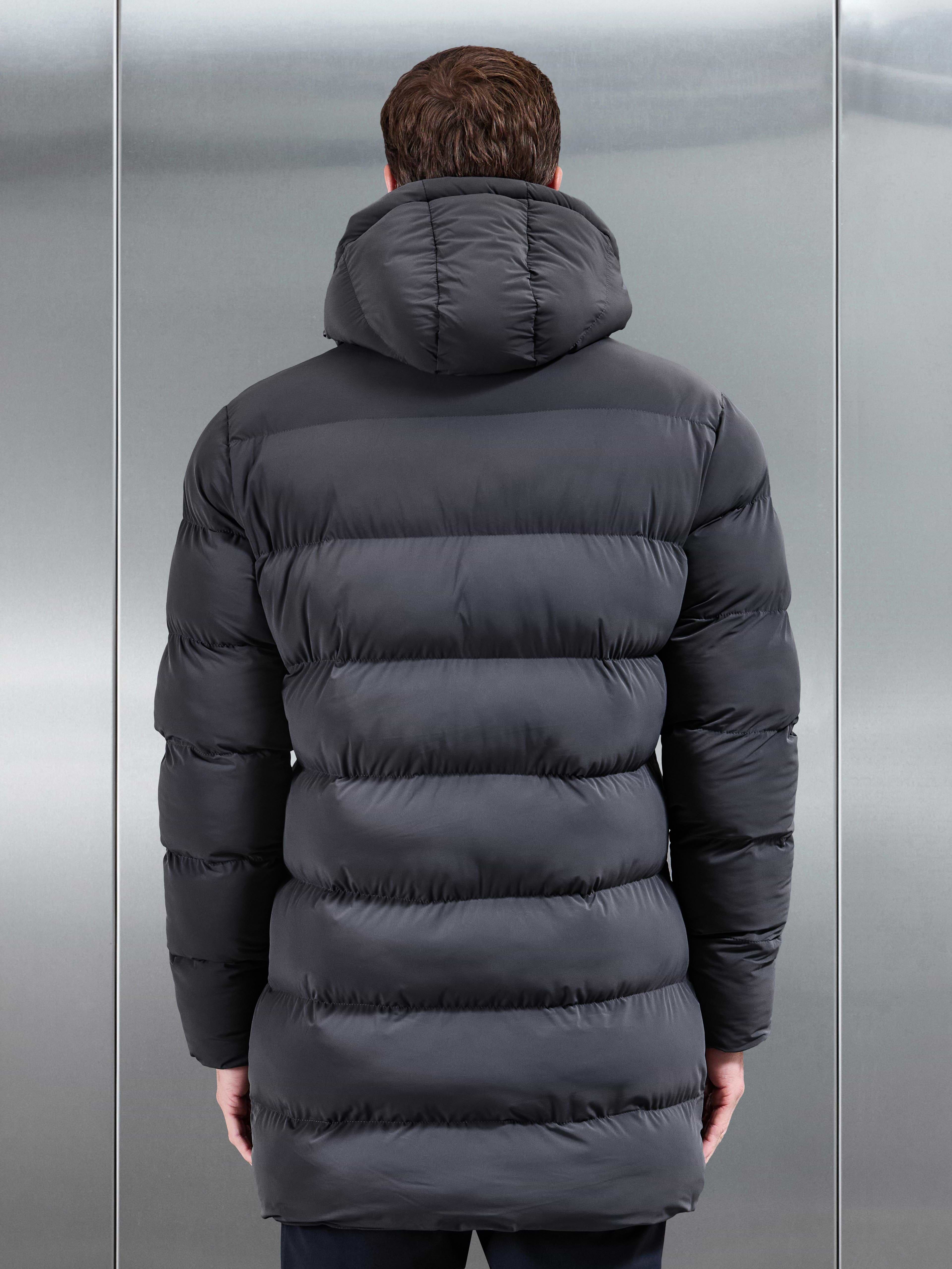 Essential Mid Length Puffer Jacket in Grey