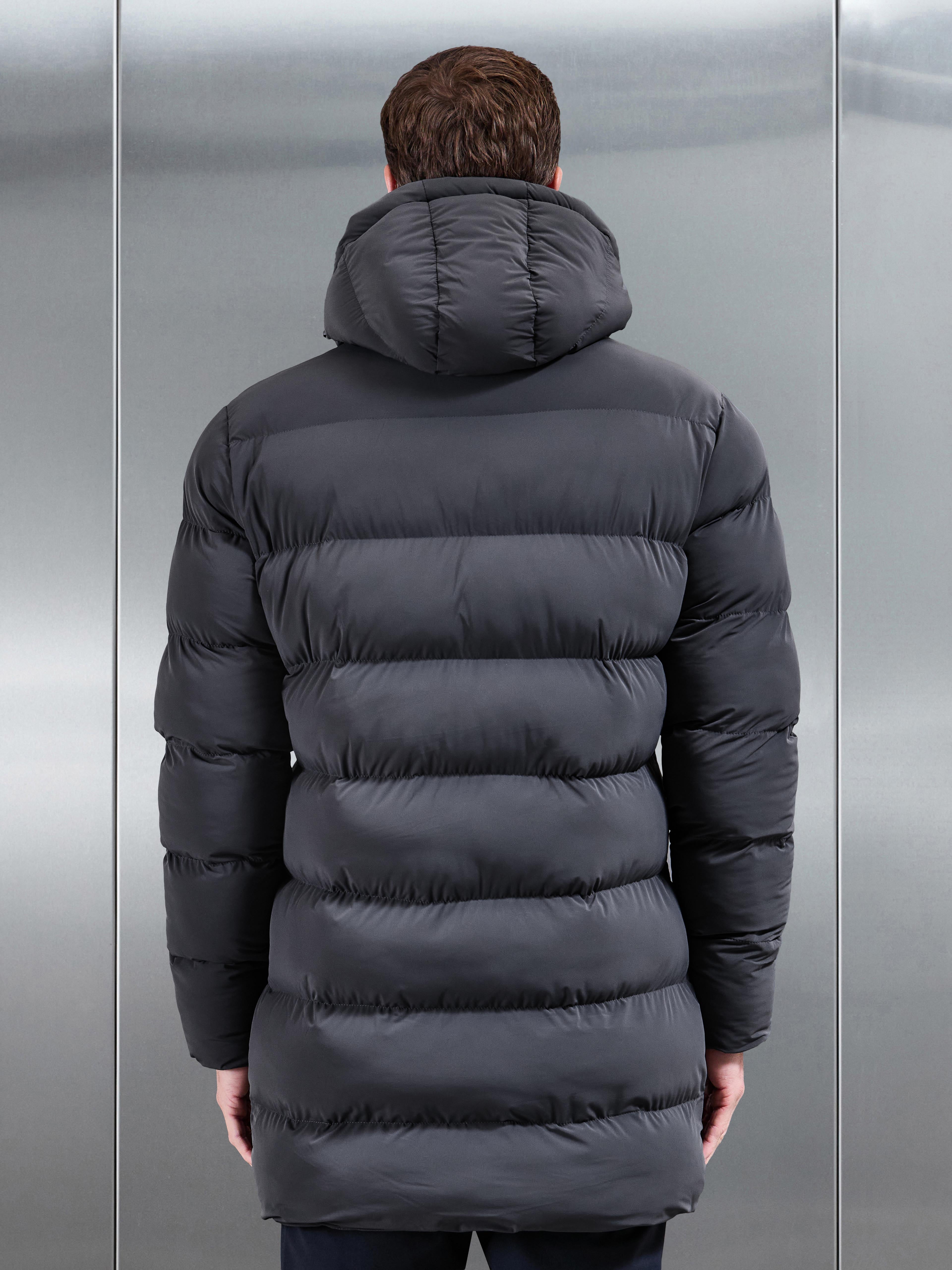 Essential Mid Length Puffer Jacket in Grey
