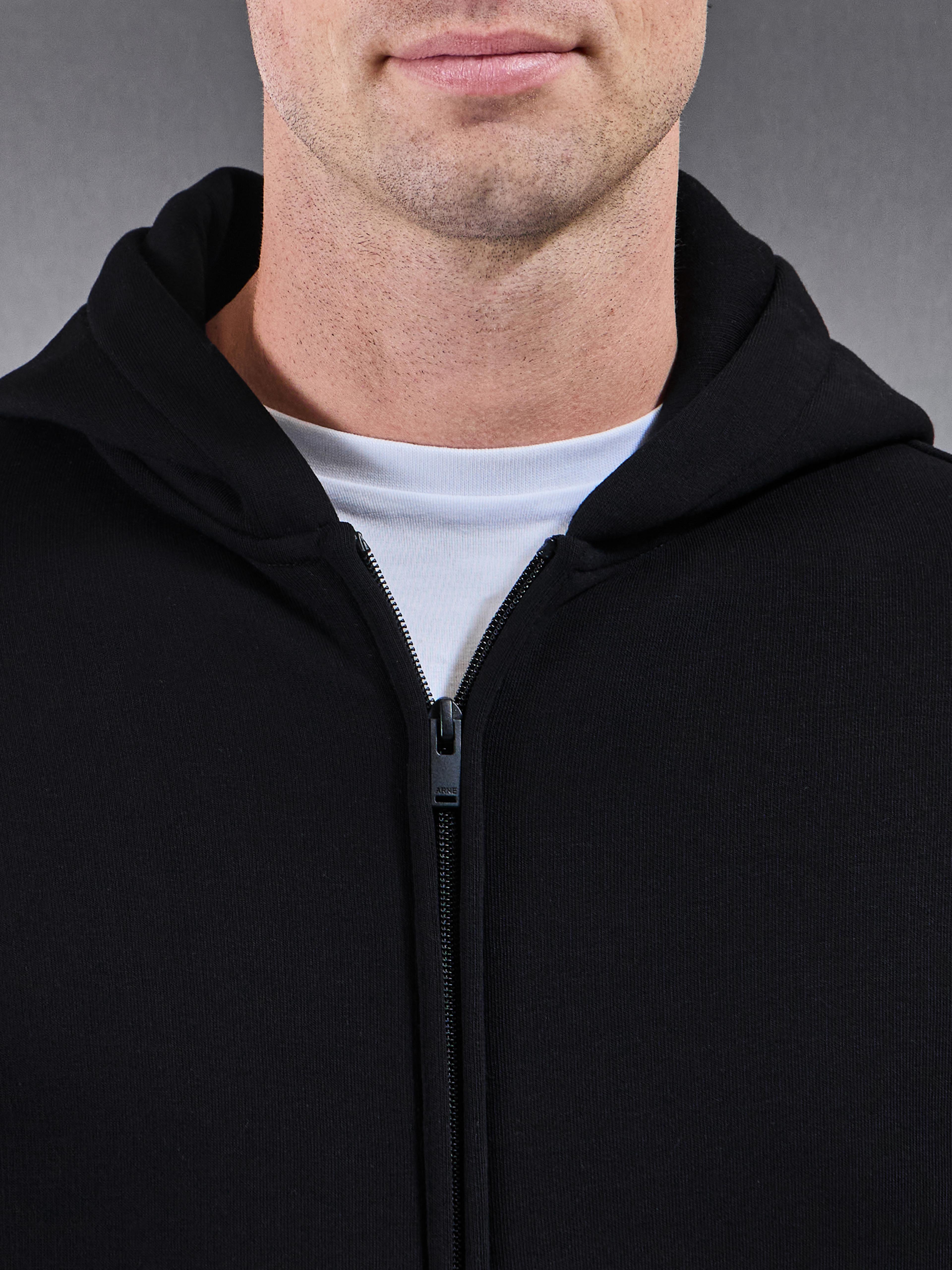 Essential Relaxed Zip Hoodie in Black