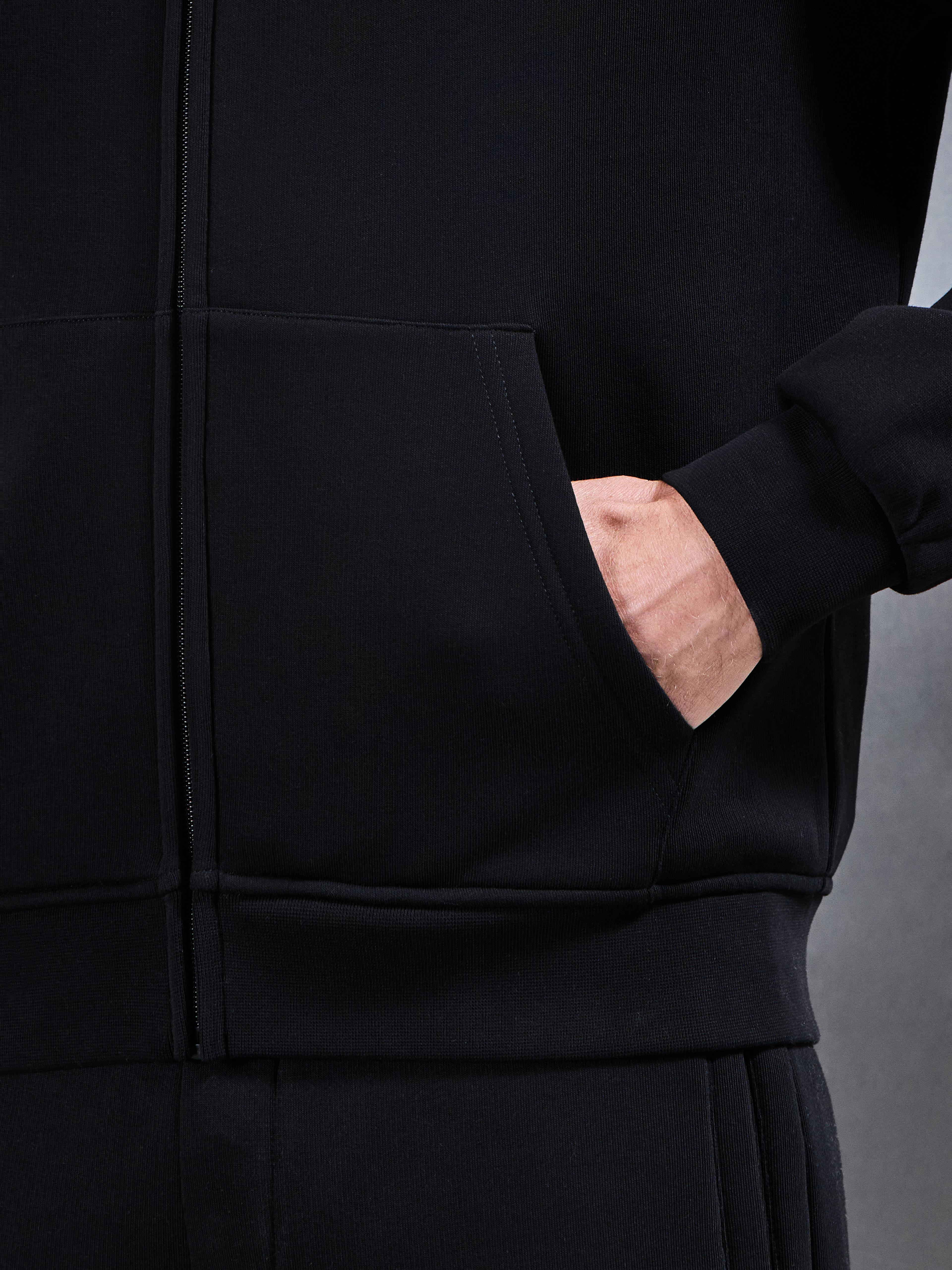 Essential Relaxed Zip Hoodie in Black