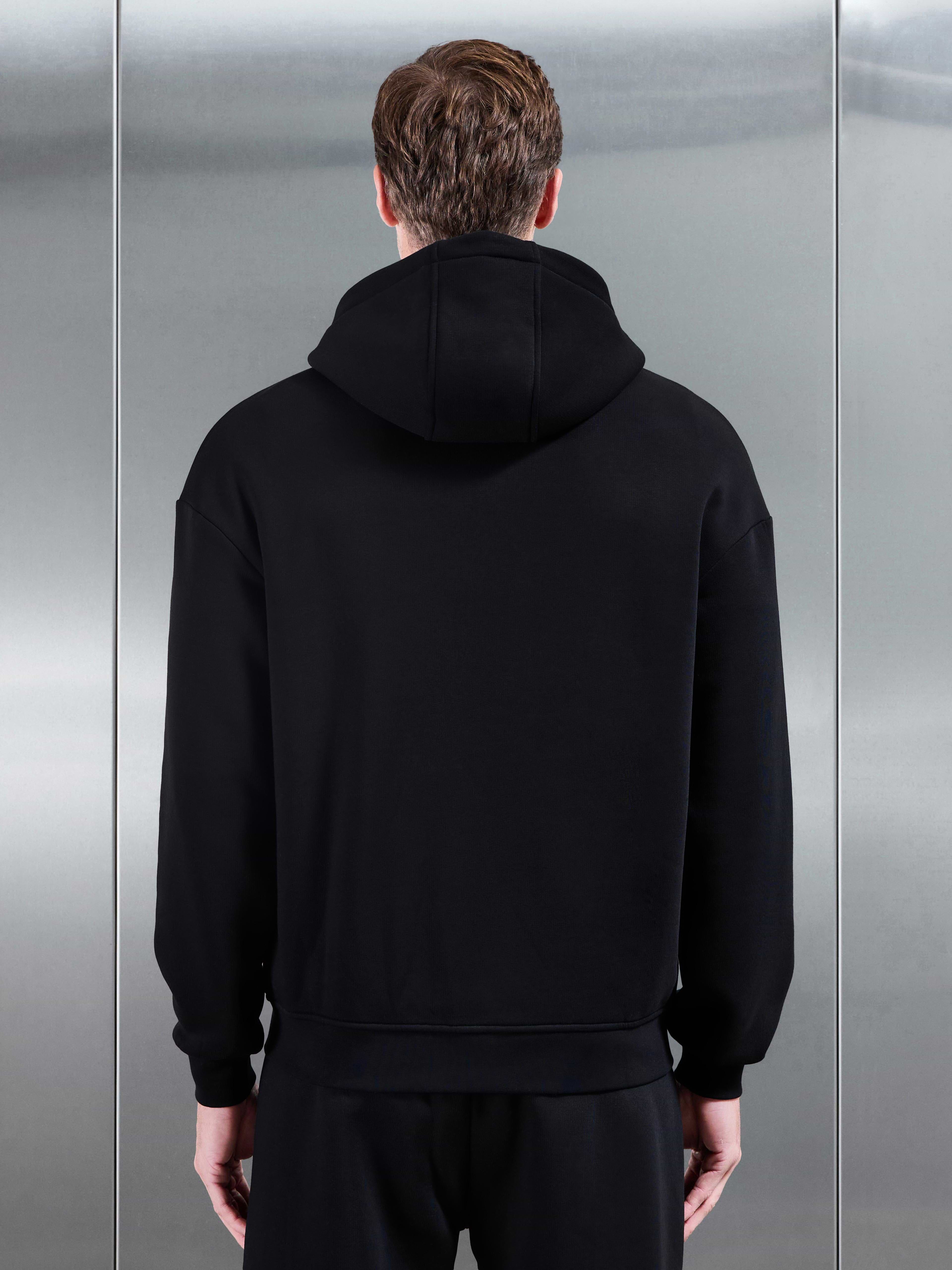 Essential Relaxed Zip Hoodie in Black