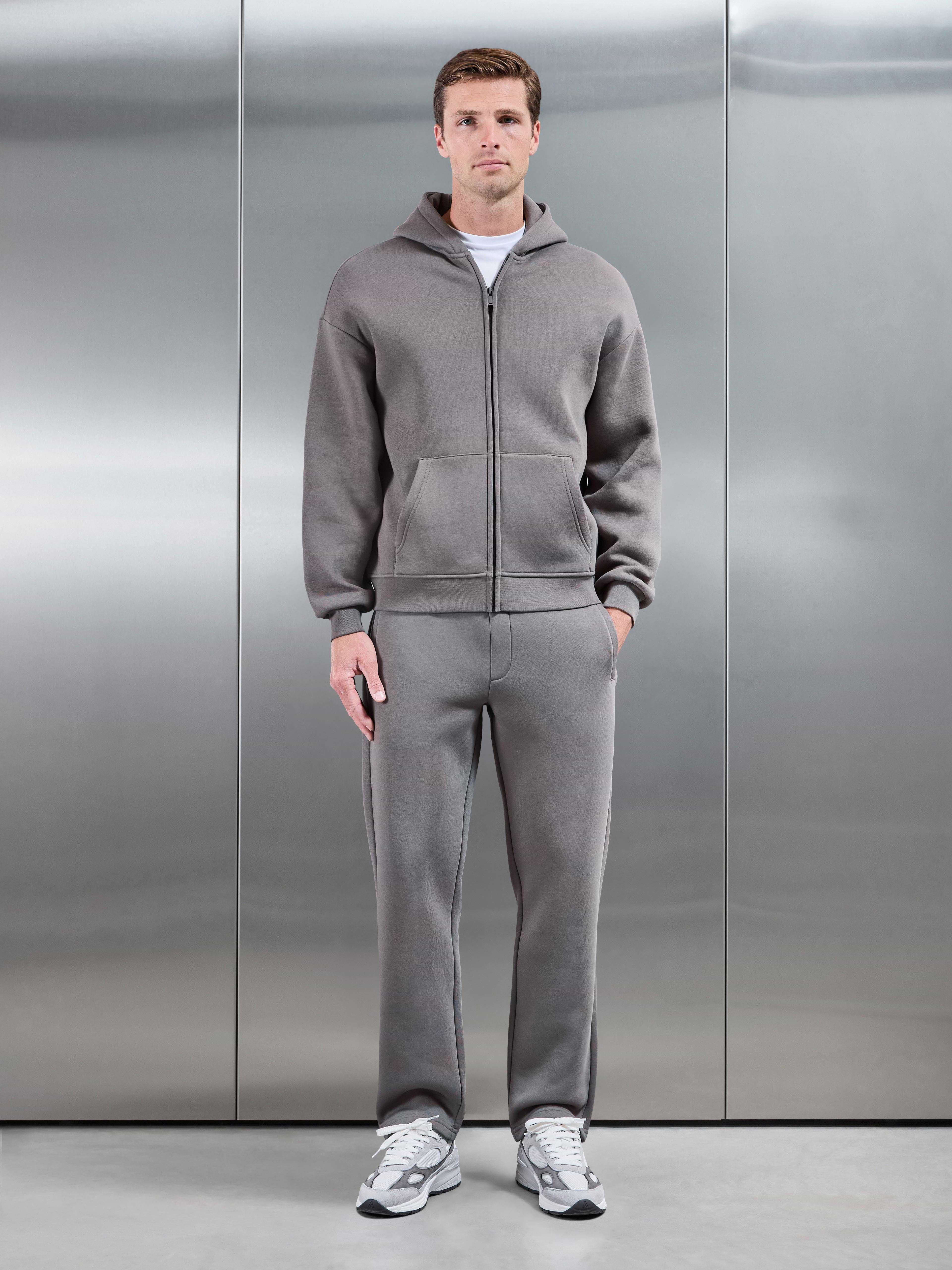 Essential Relaxed Zip Hoodie in Grey