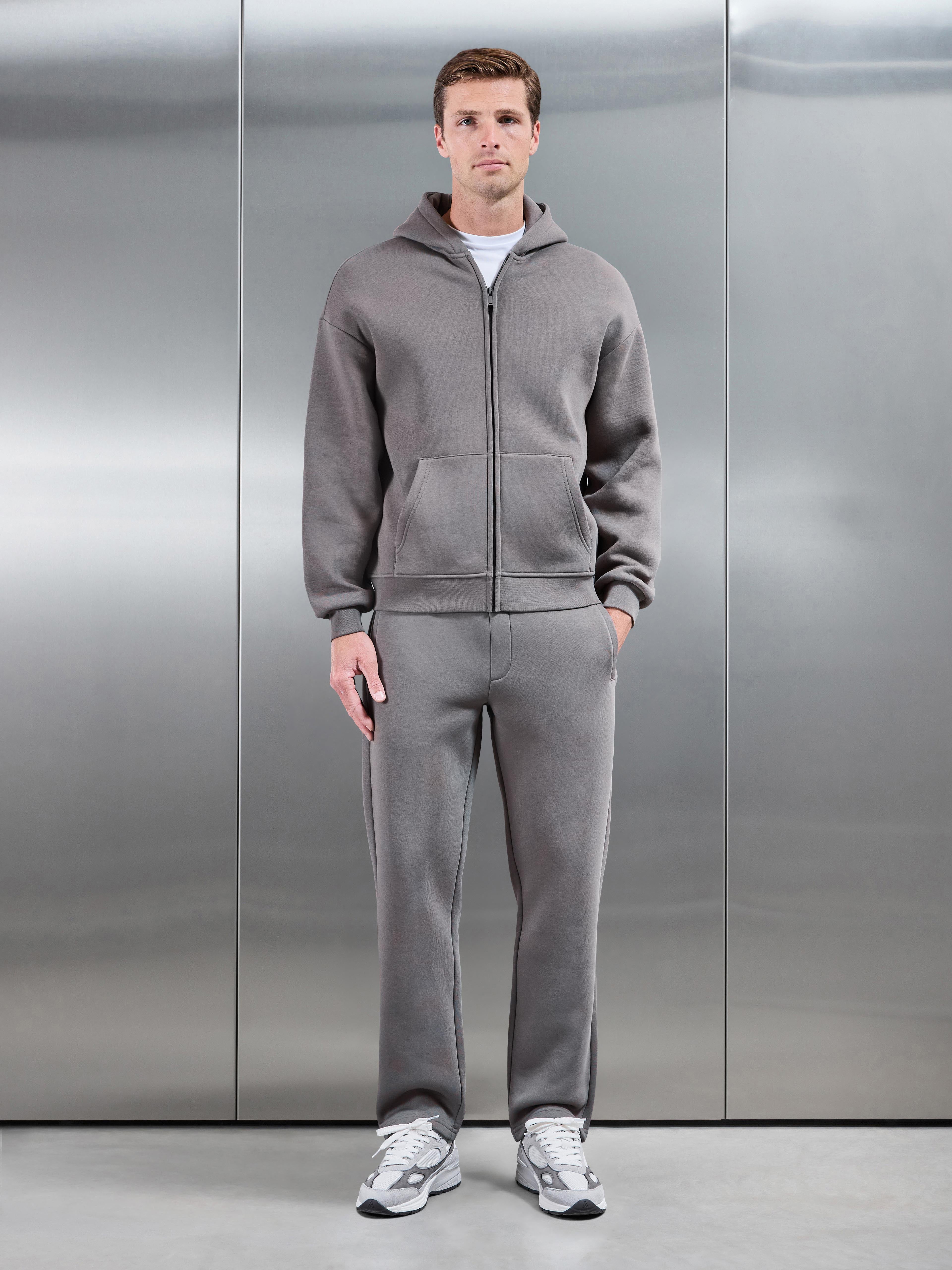 Essential Relaxed Zip Hoodie in Grey