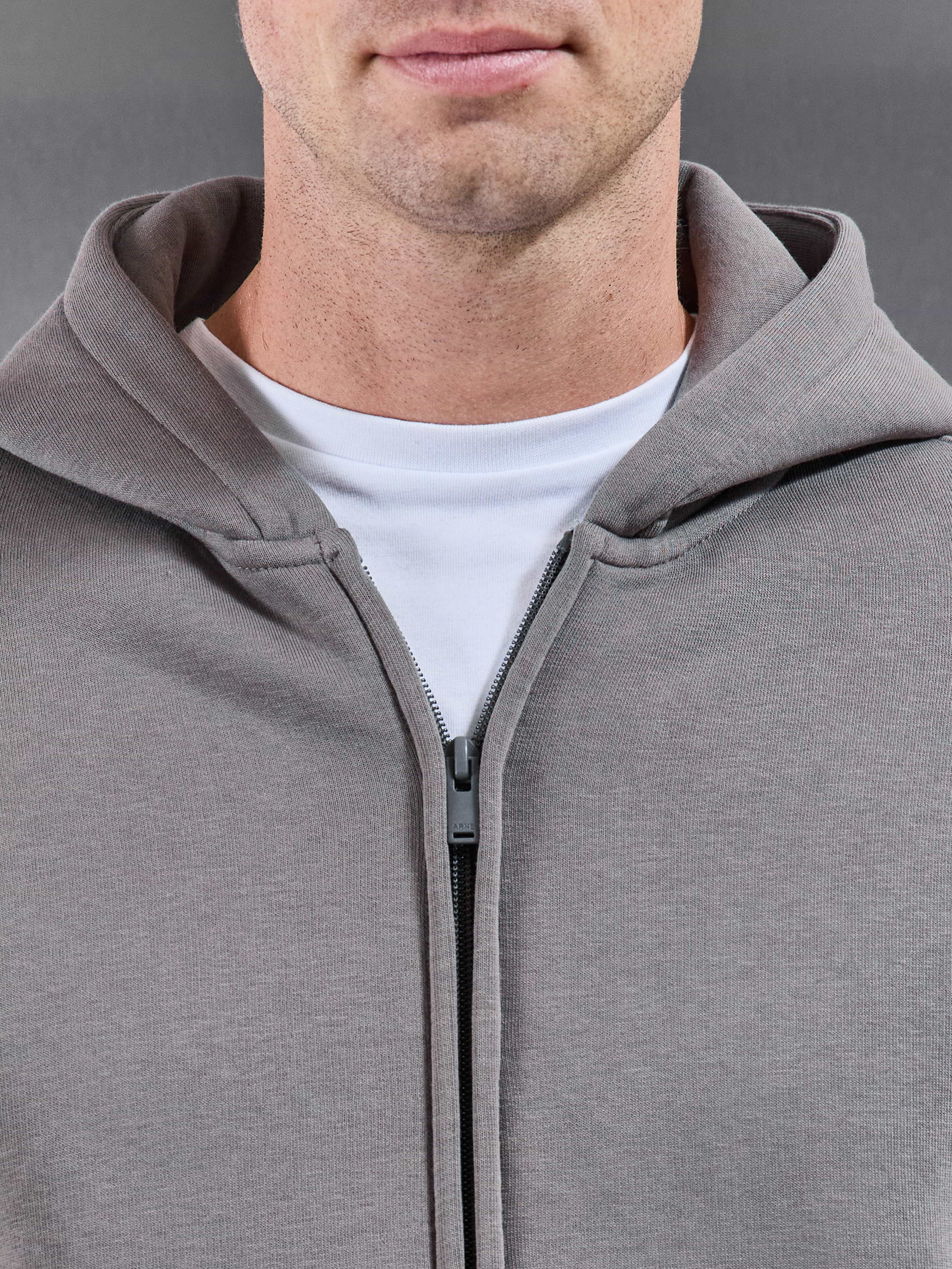 Essential Relaxed Zip Hoodie in Grey