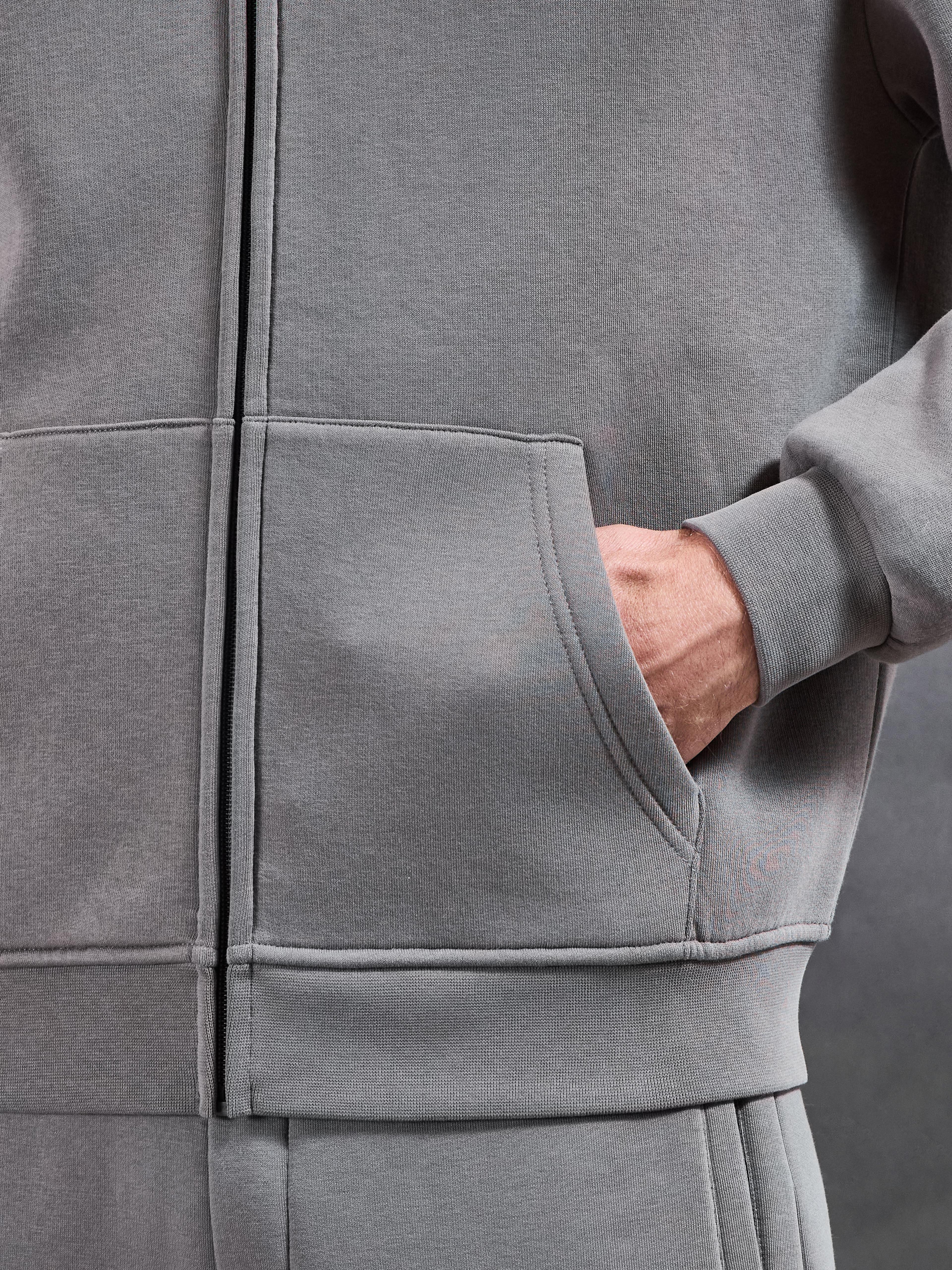 Essential Relaxed Zip Hoodie in Grey