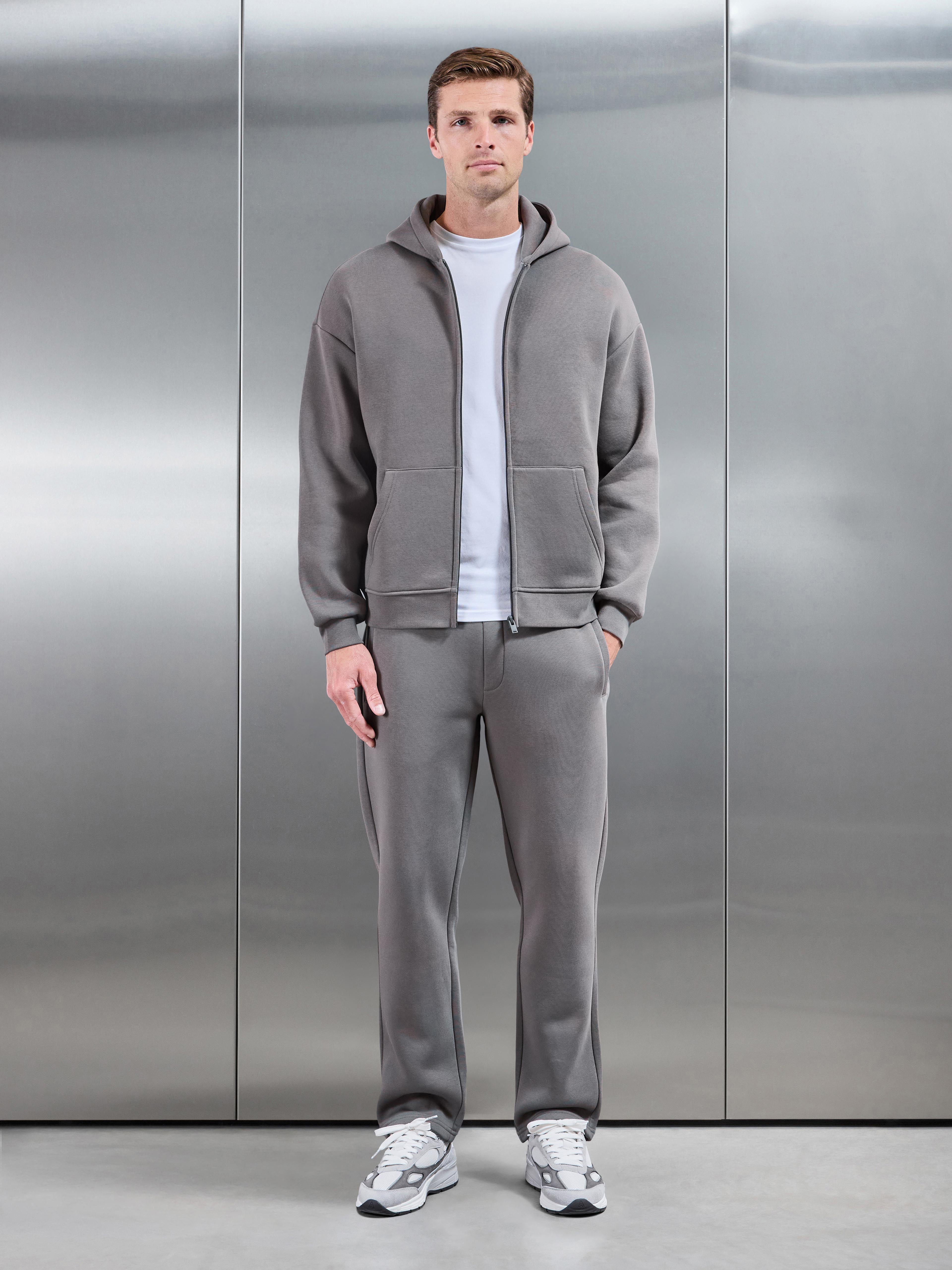 Essential Relaxed Zip Hoodie in Grey