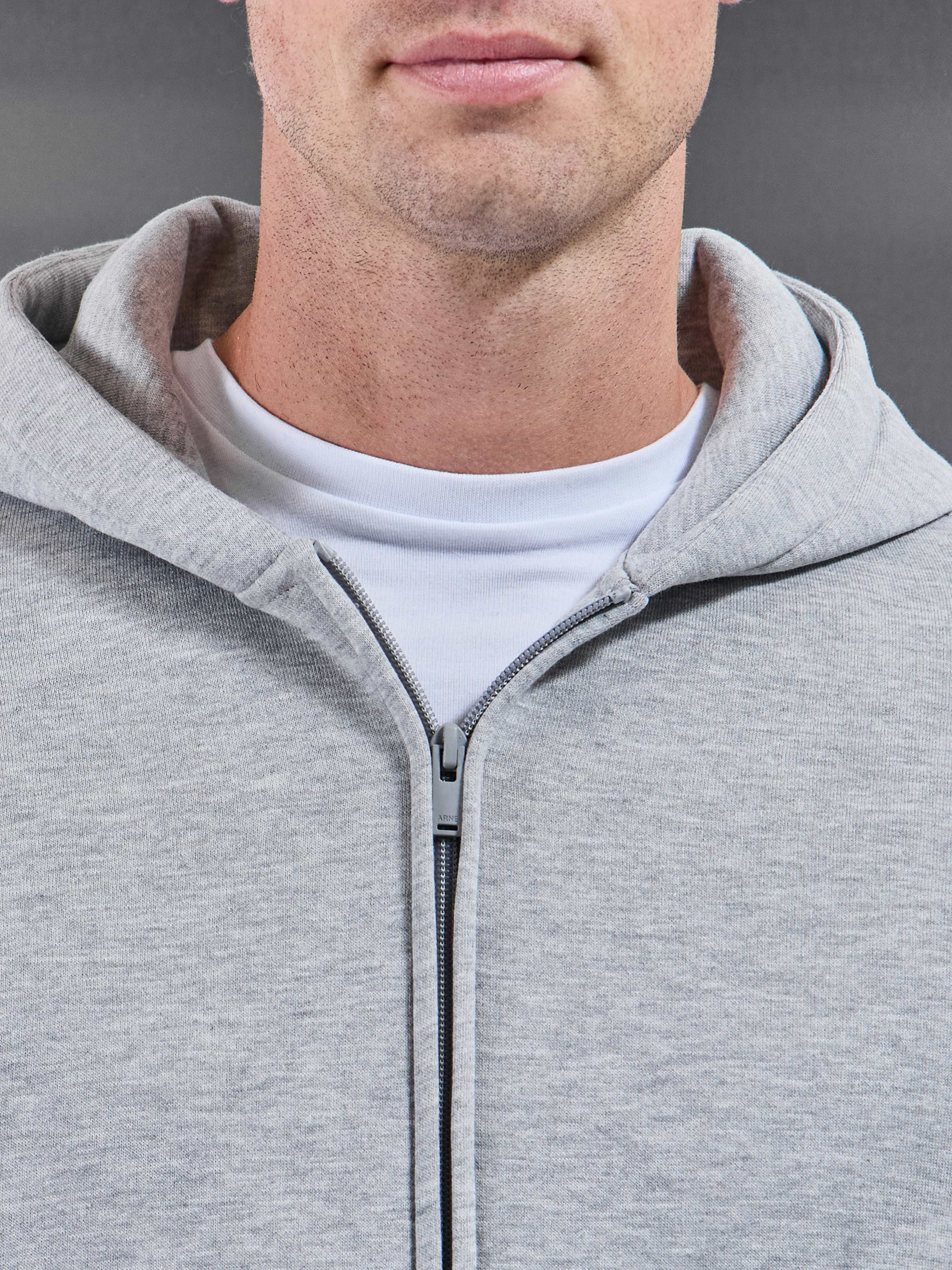 Essential Relaxed Zip Hoodie in Marl Grey