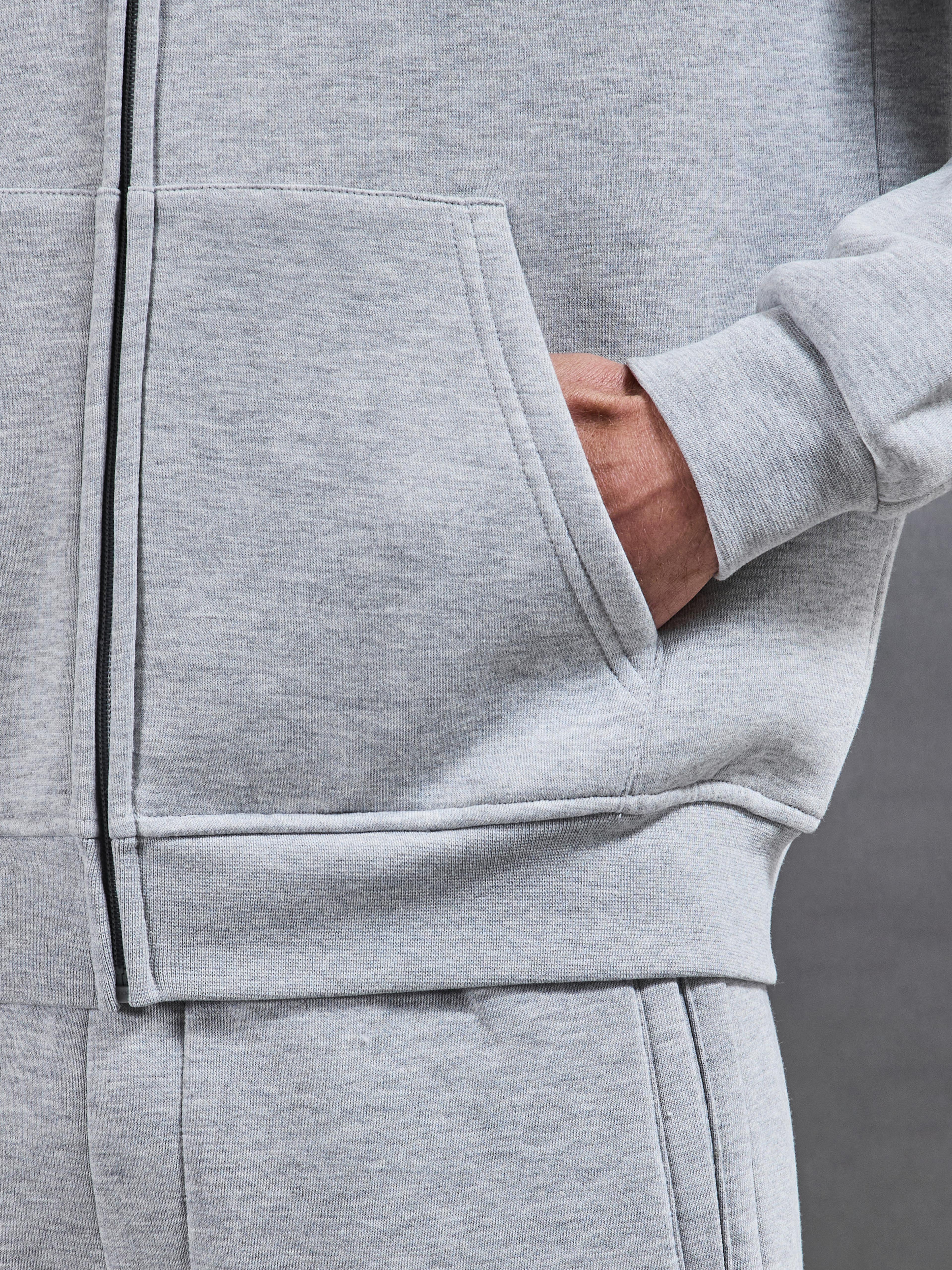 Essential Relaxed Zip Hoodie in Marl Grey