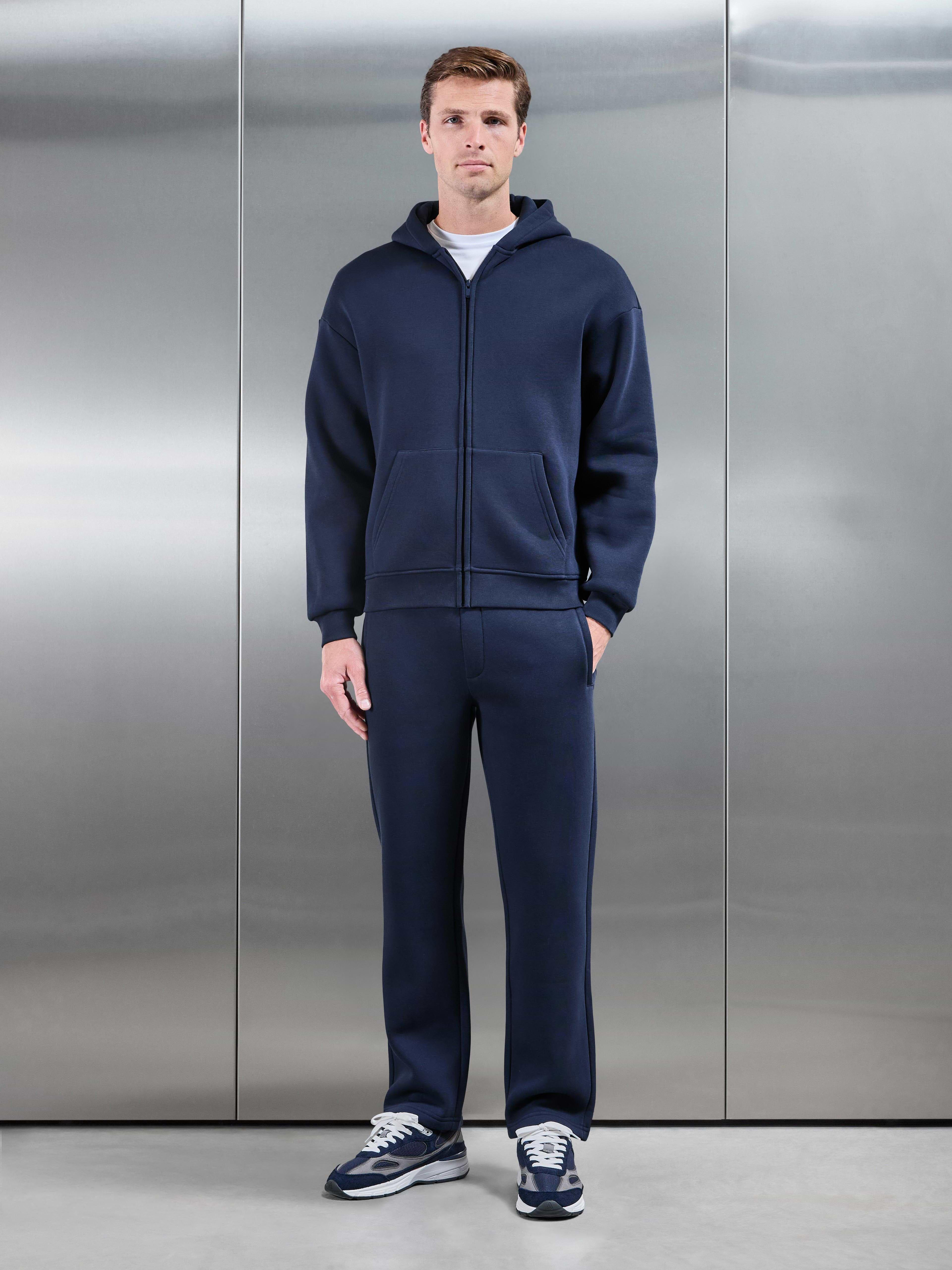 Essential Relaxed Zip Hoodie in Navy