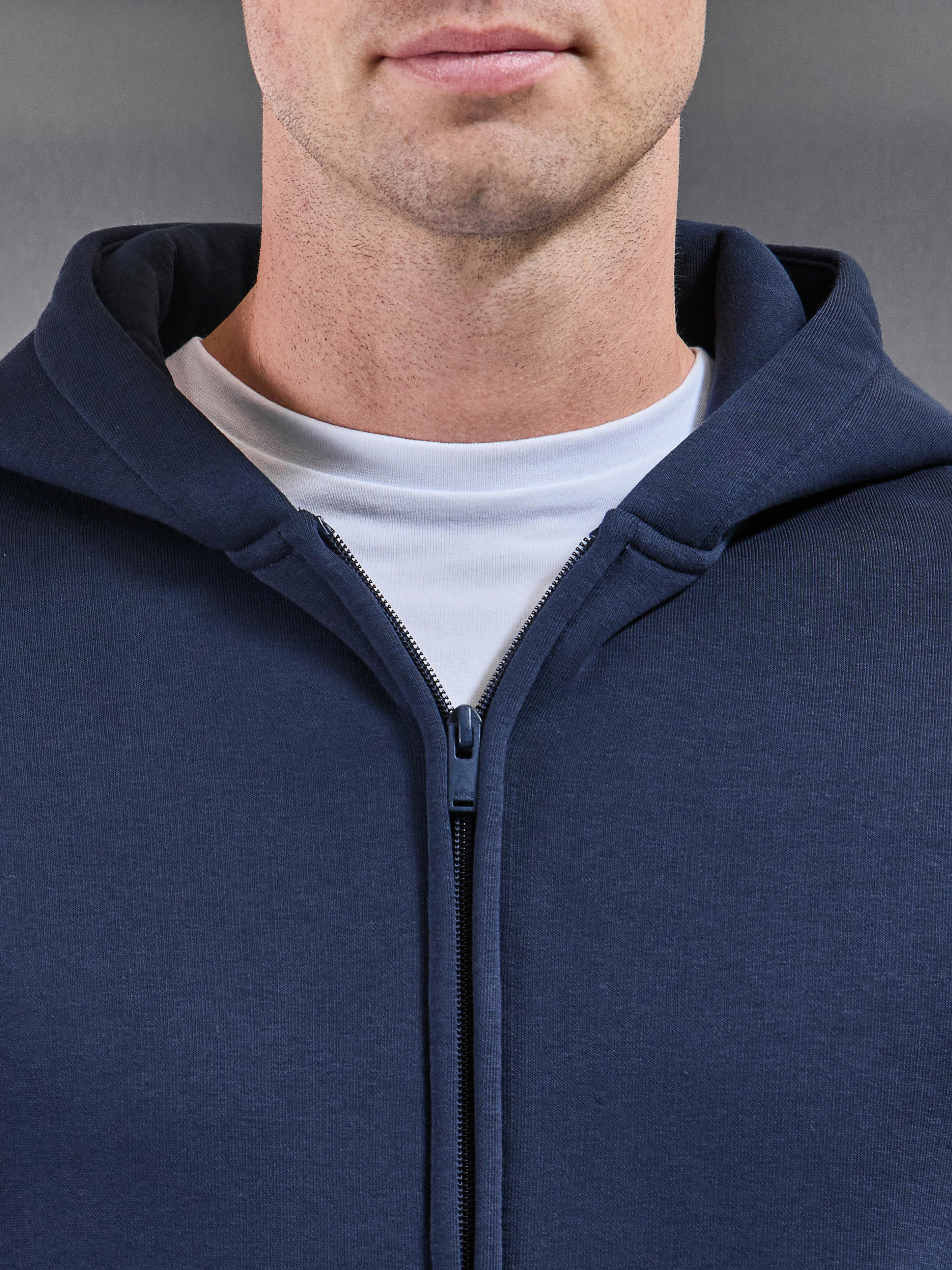 Essential Relaxed Zip Hoodie in Navy