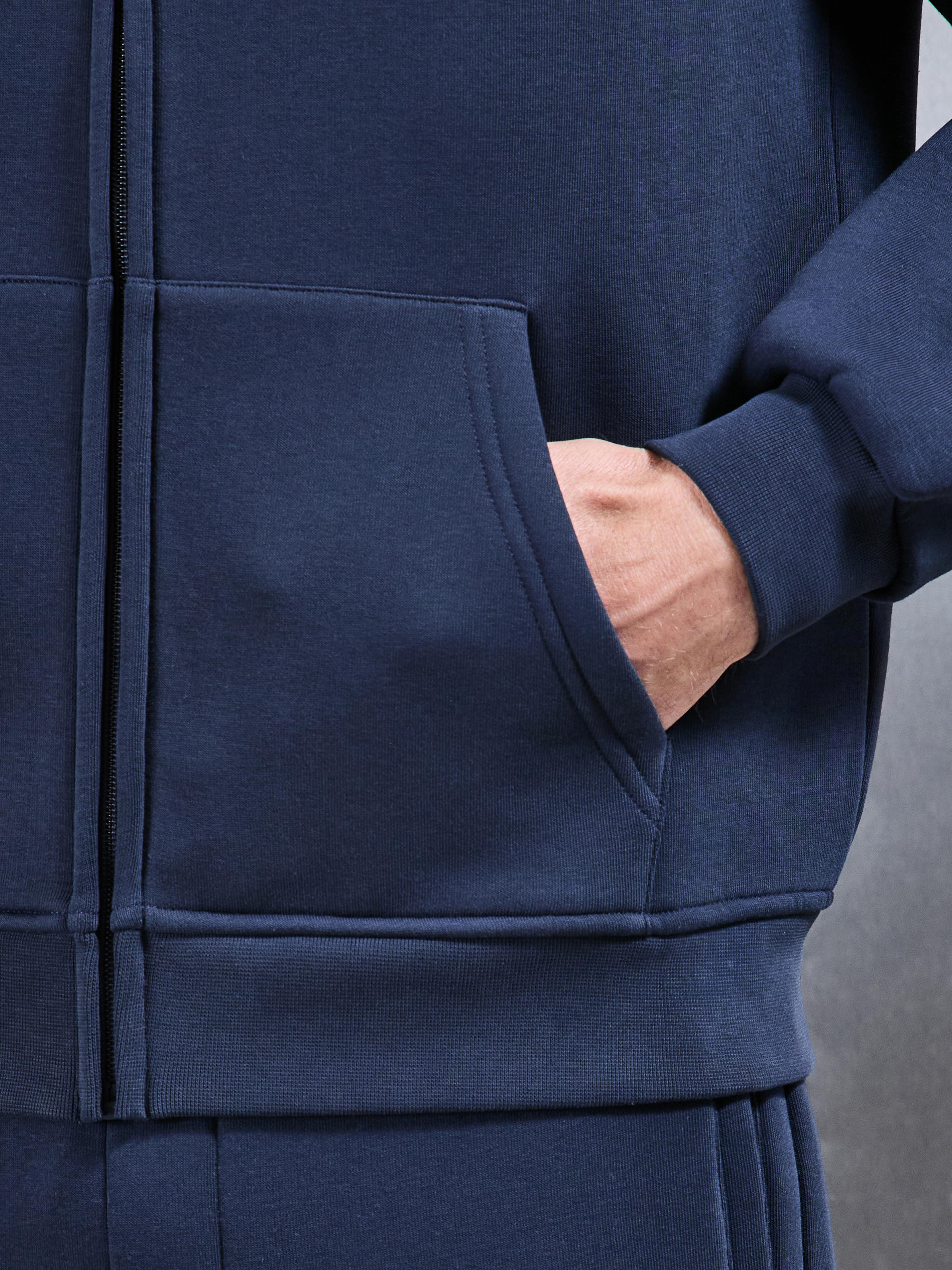 Essential Relaxed Zip Hoodie in Navy