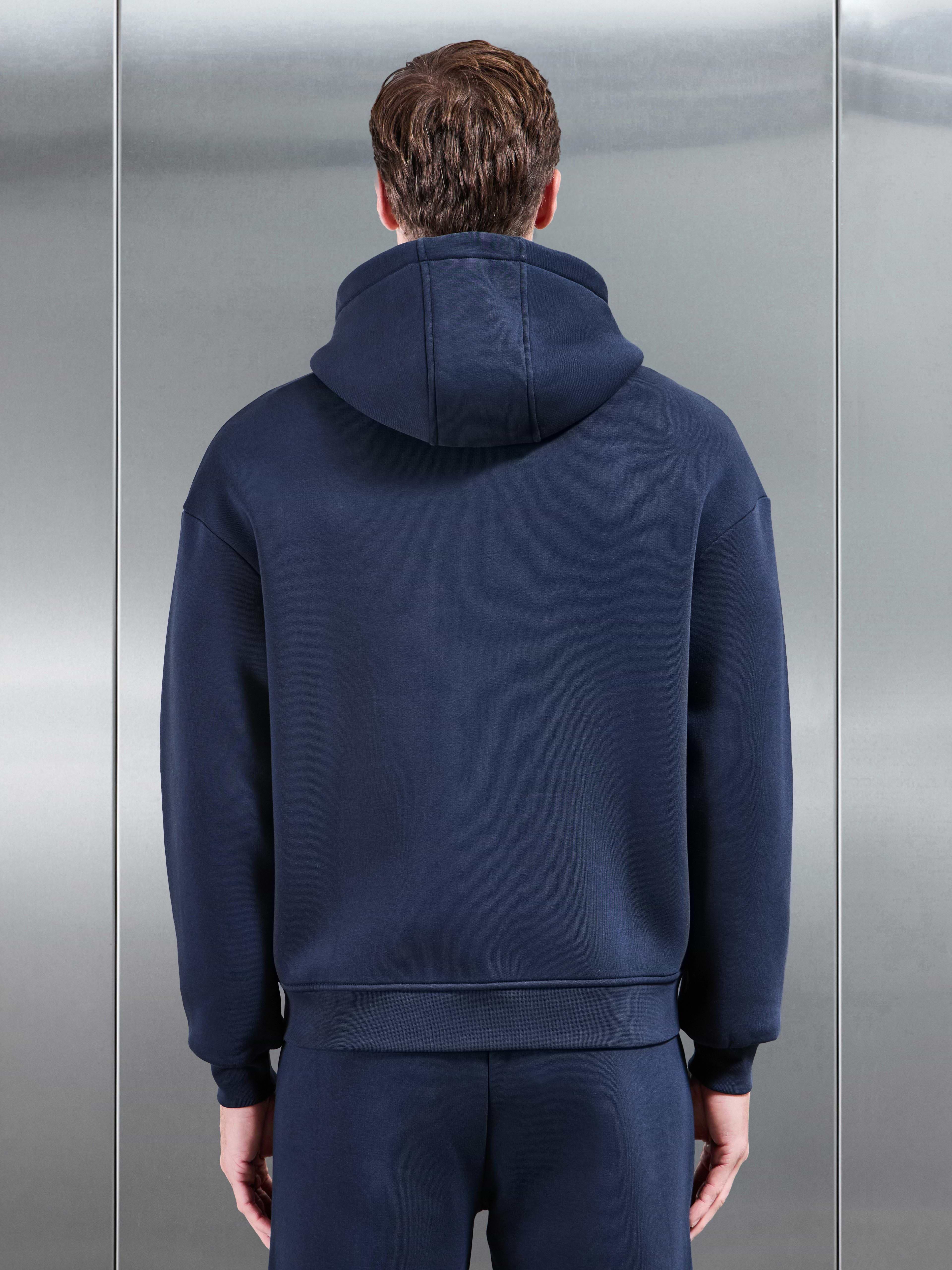 Essential Relaxed Zip Hoodie in Navy