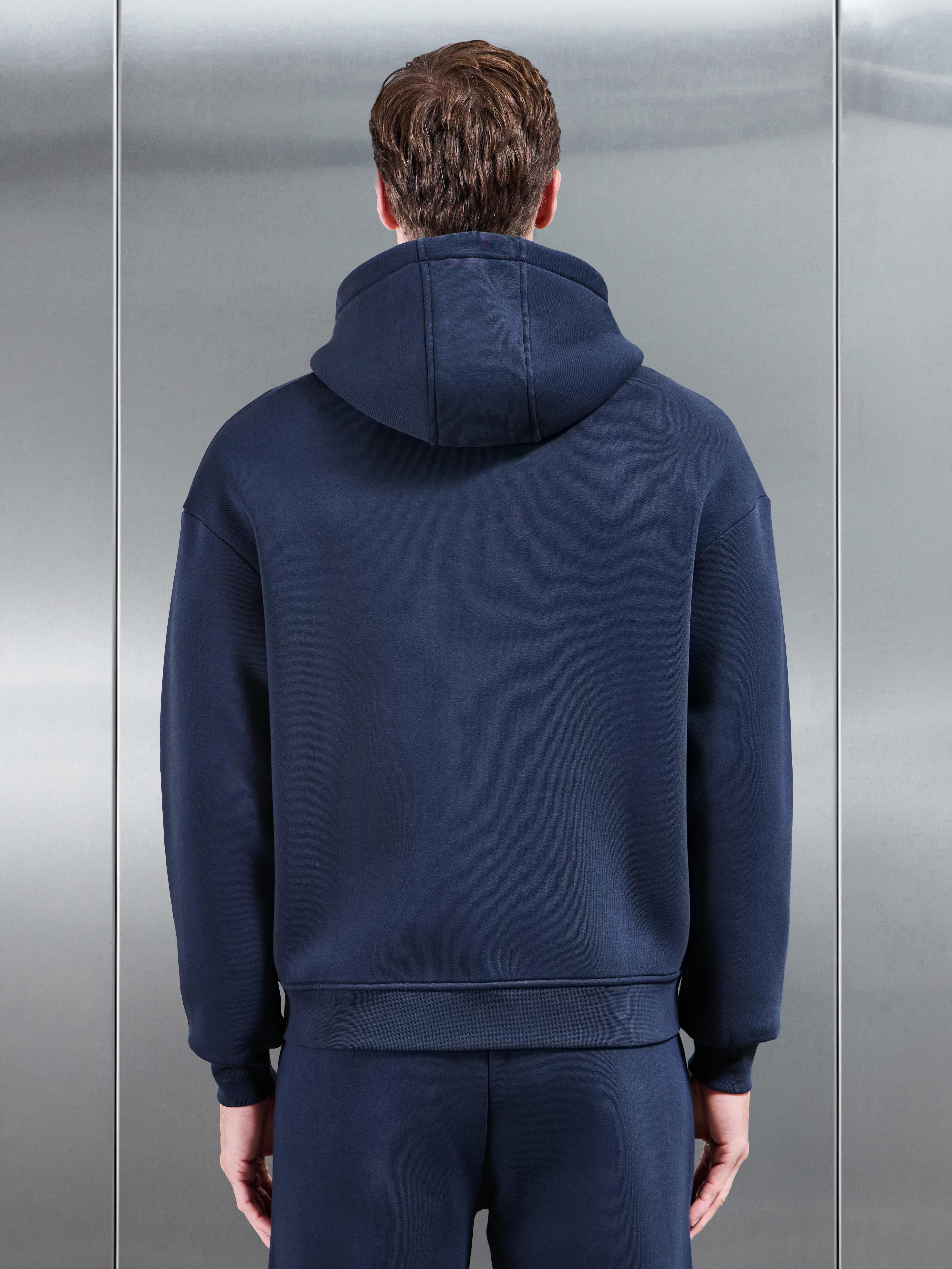 Essential Relaxed Zip Hoodie in Navy