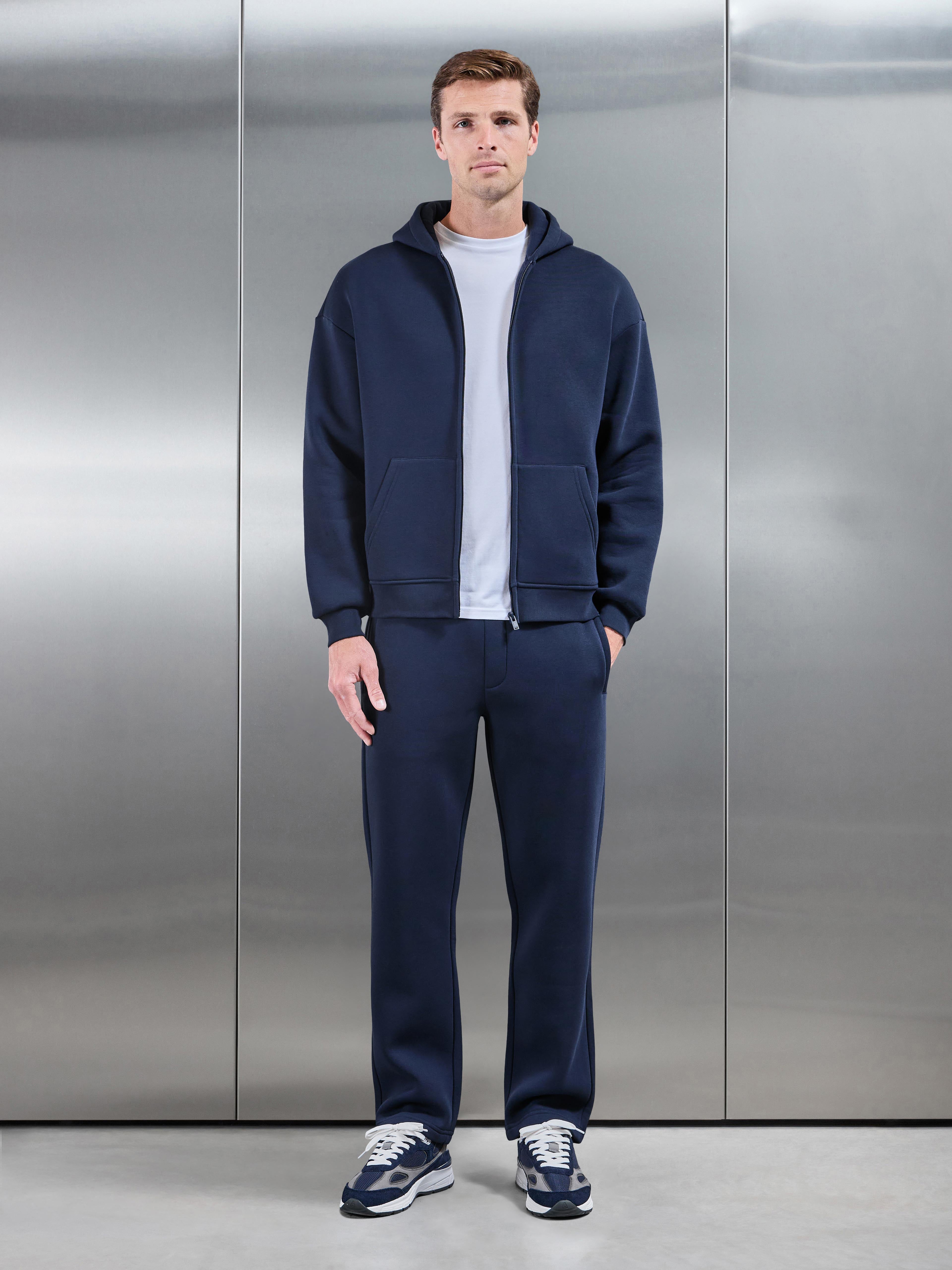 Essential Relaxed Zip Hoodie in Navy