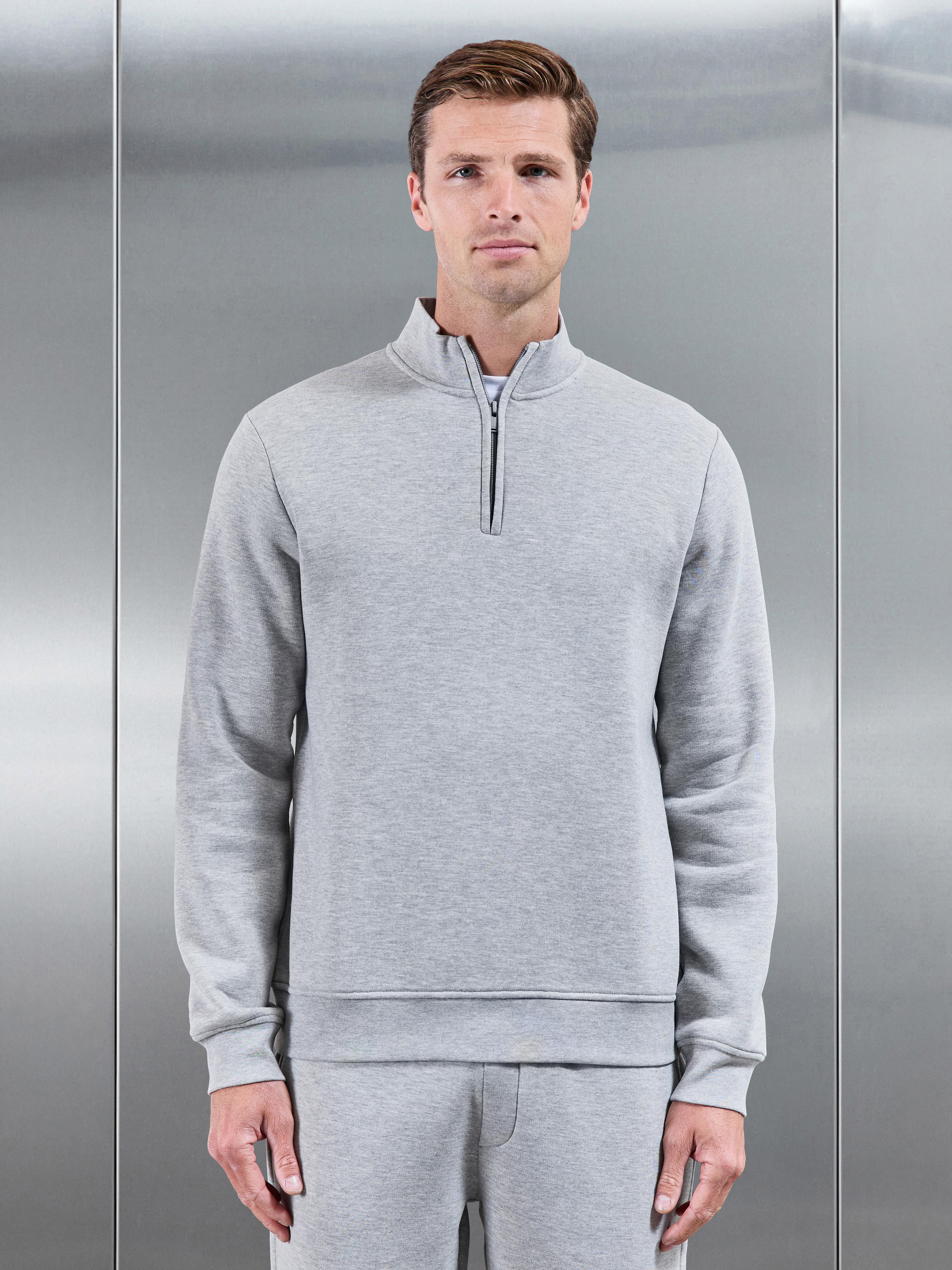 Essential Slim Half Zip in Marl Grey