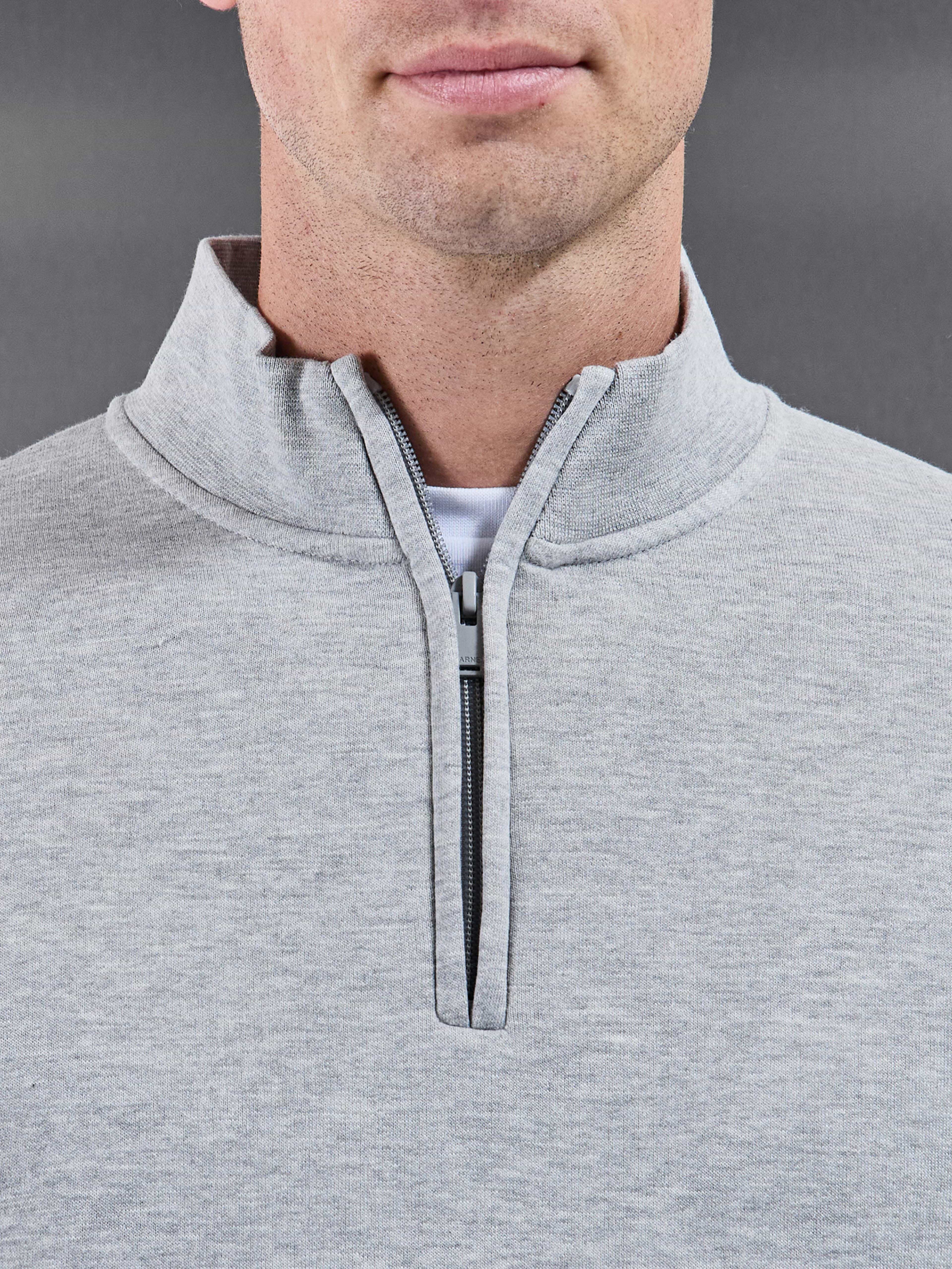 Essential Slim Half Zip in Marl Grey