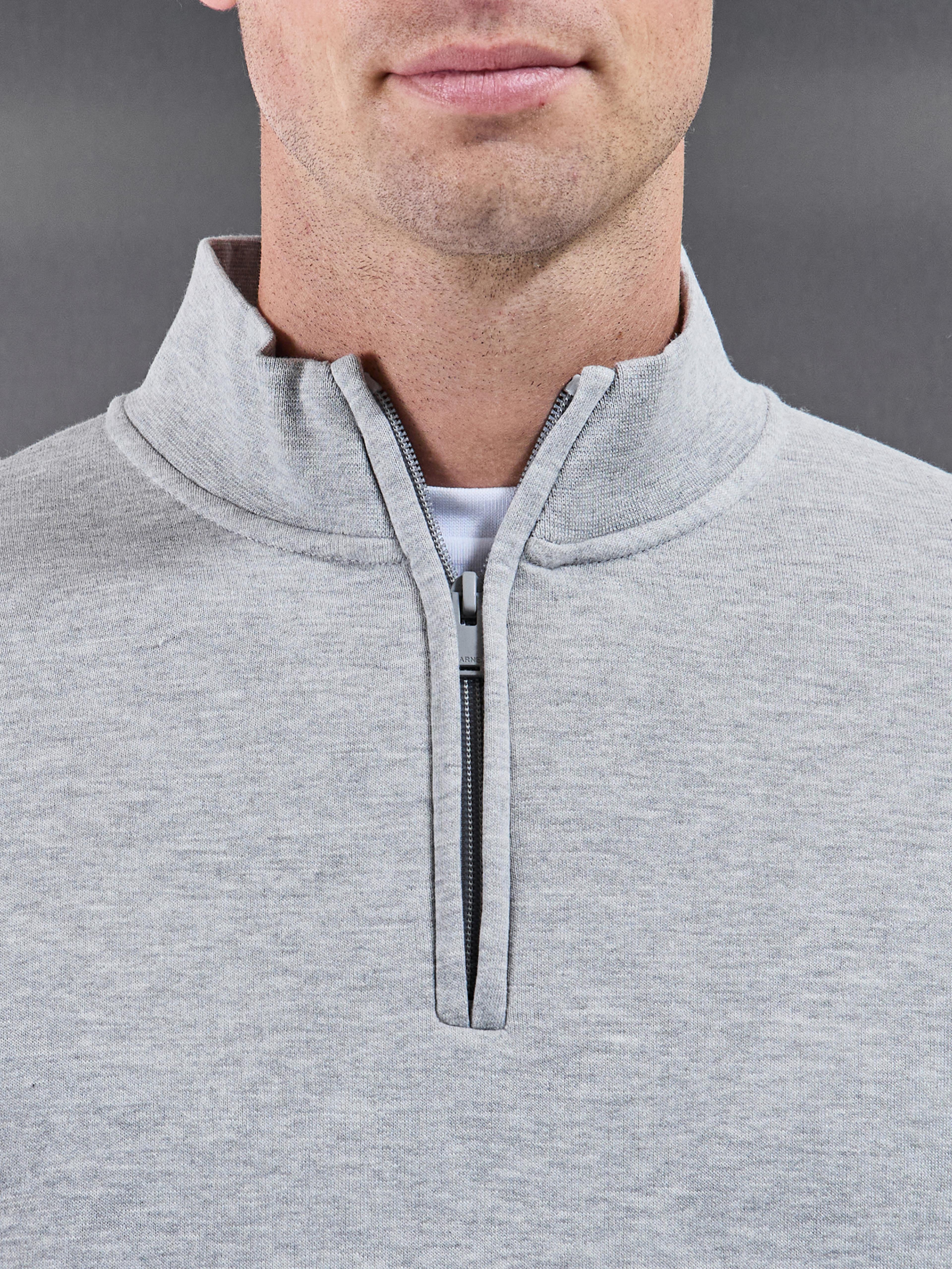 Essential Slim Half Zip in Marl Grey