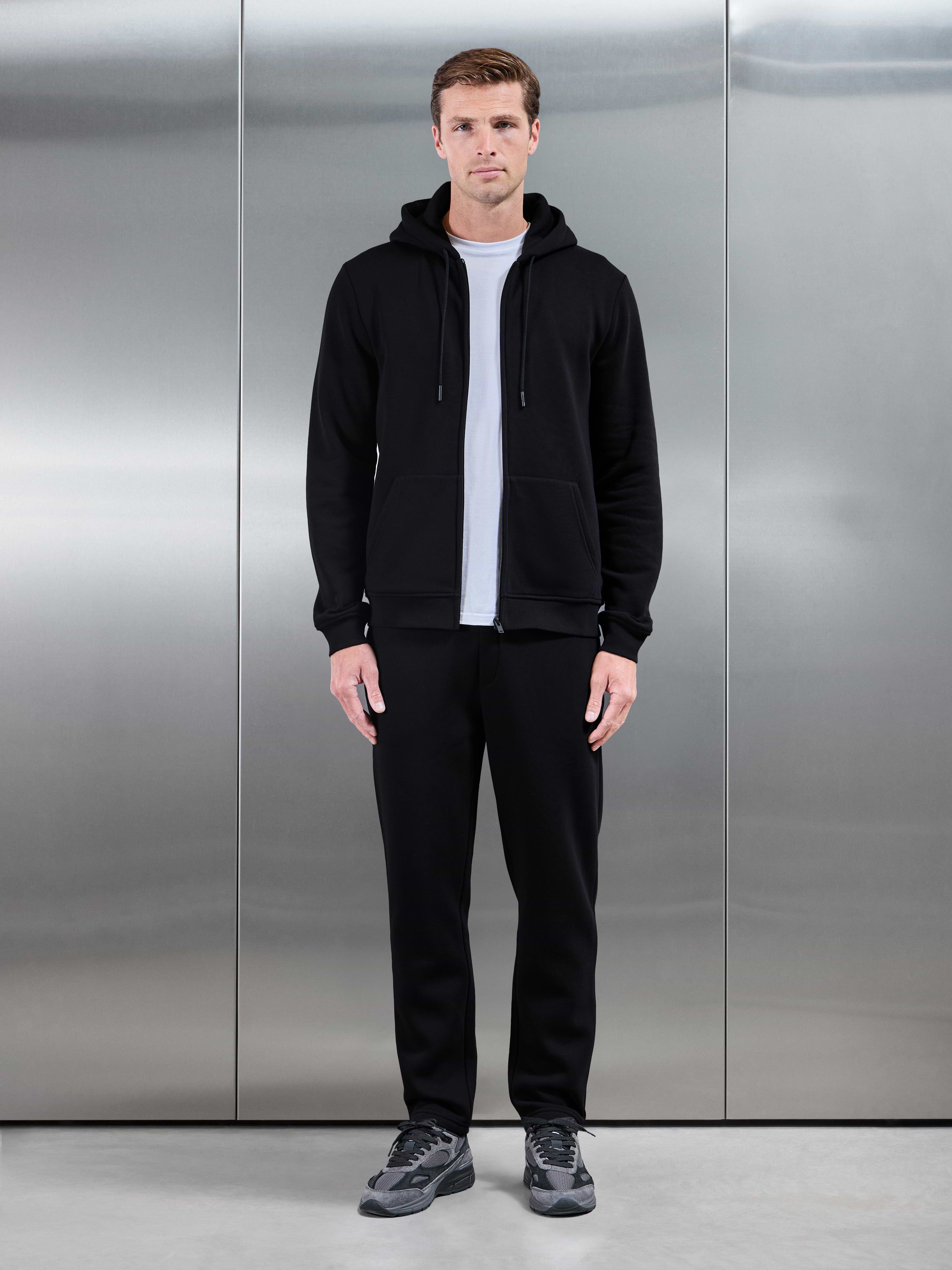 Essential Zip Hoodie in Black