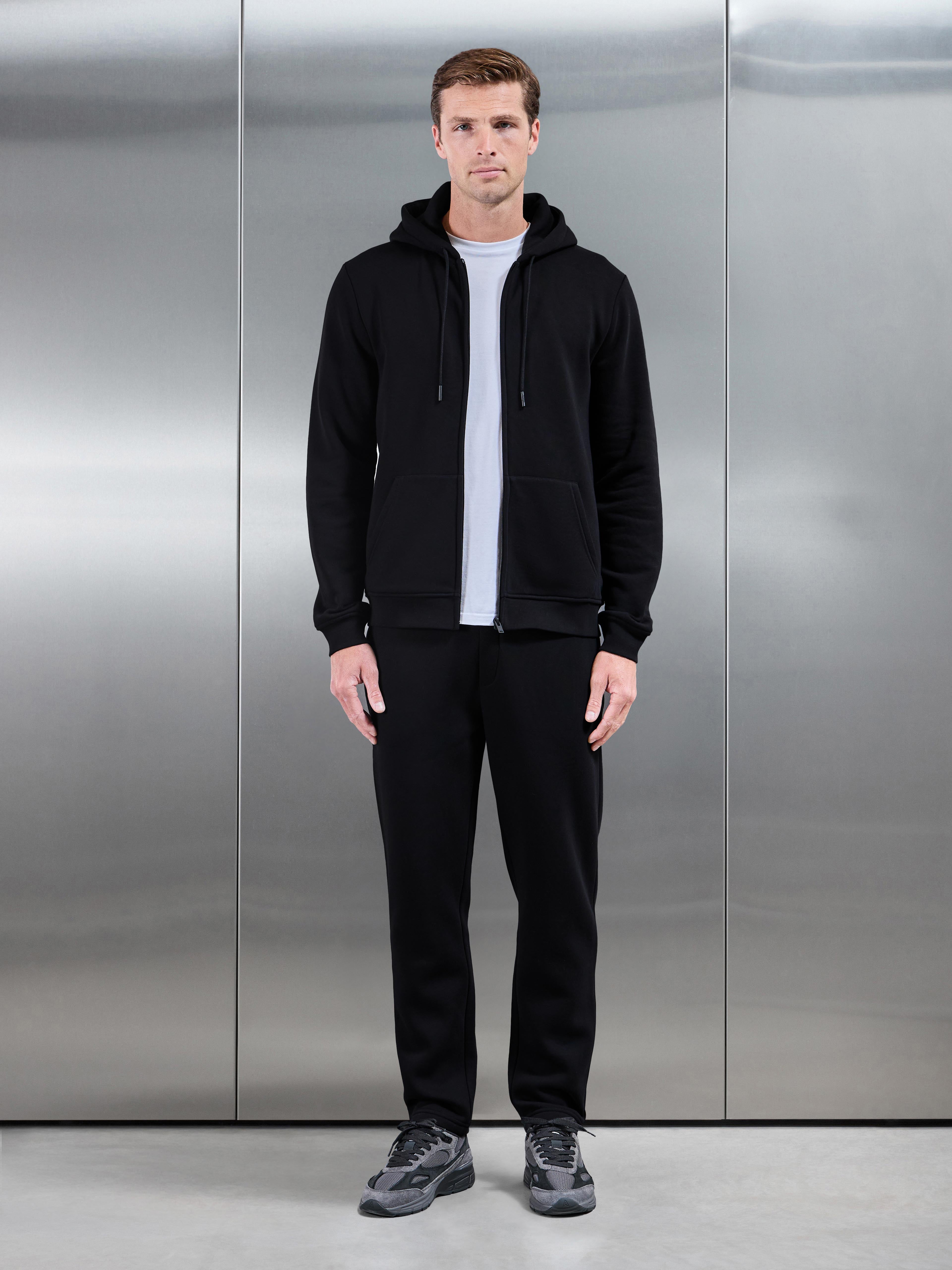 Essential Zip Hoodie in Black