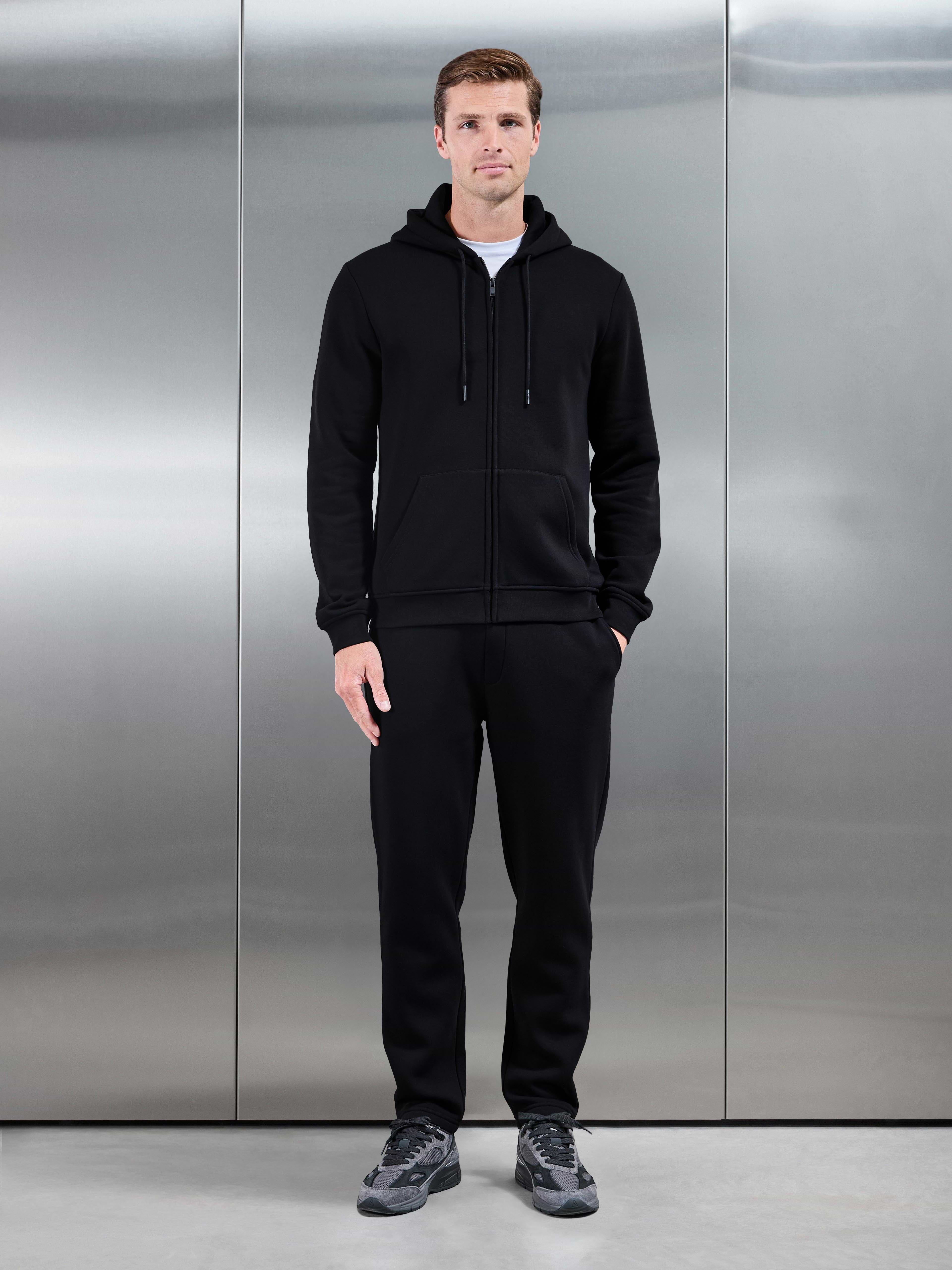 Essential Zip Hoodie in Black