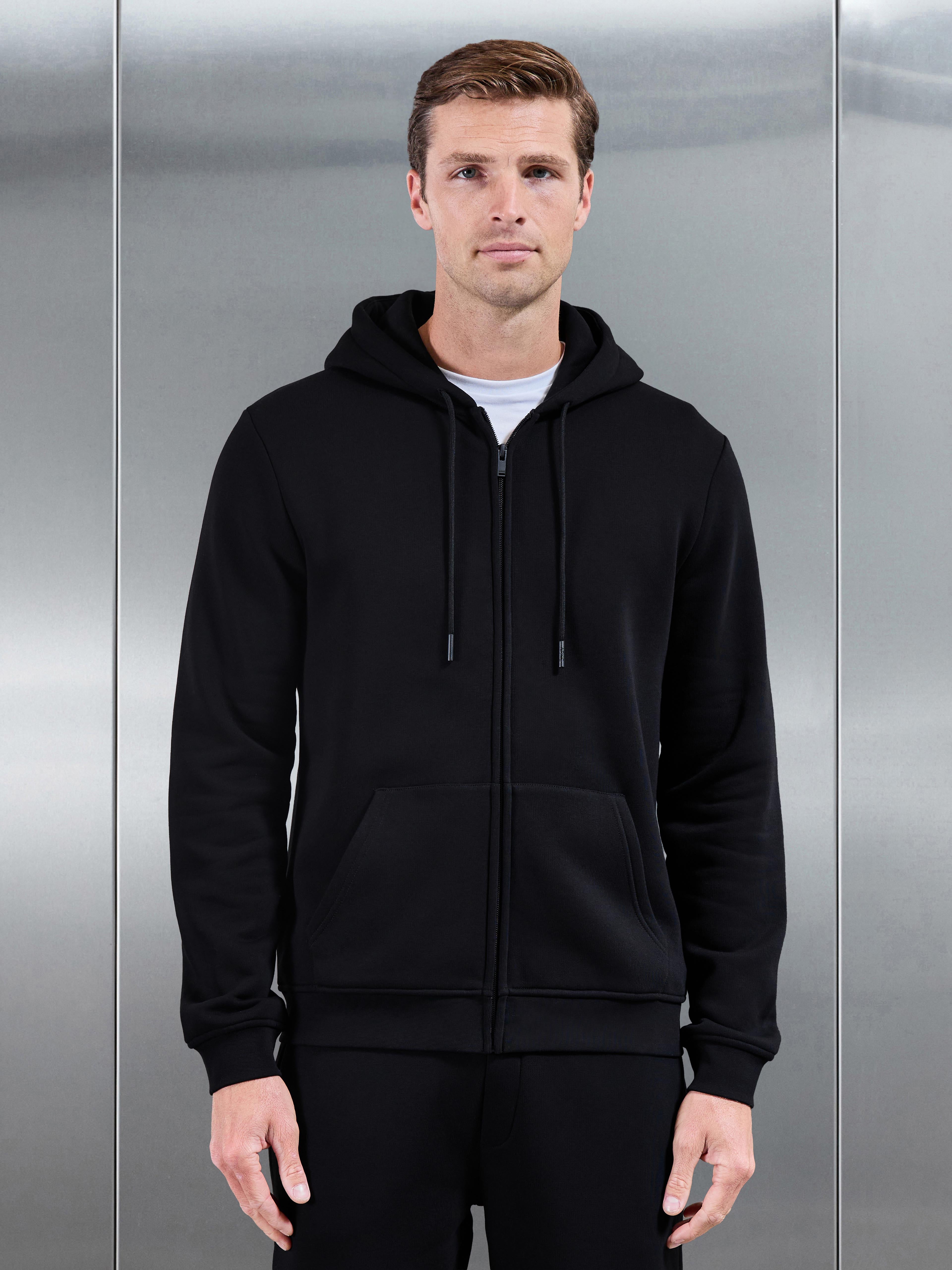 Essential Zip Hoodie in Black