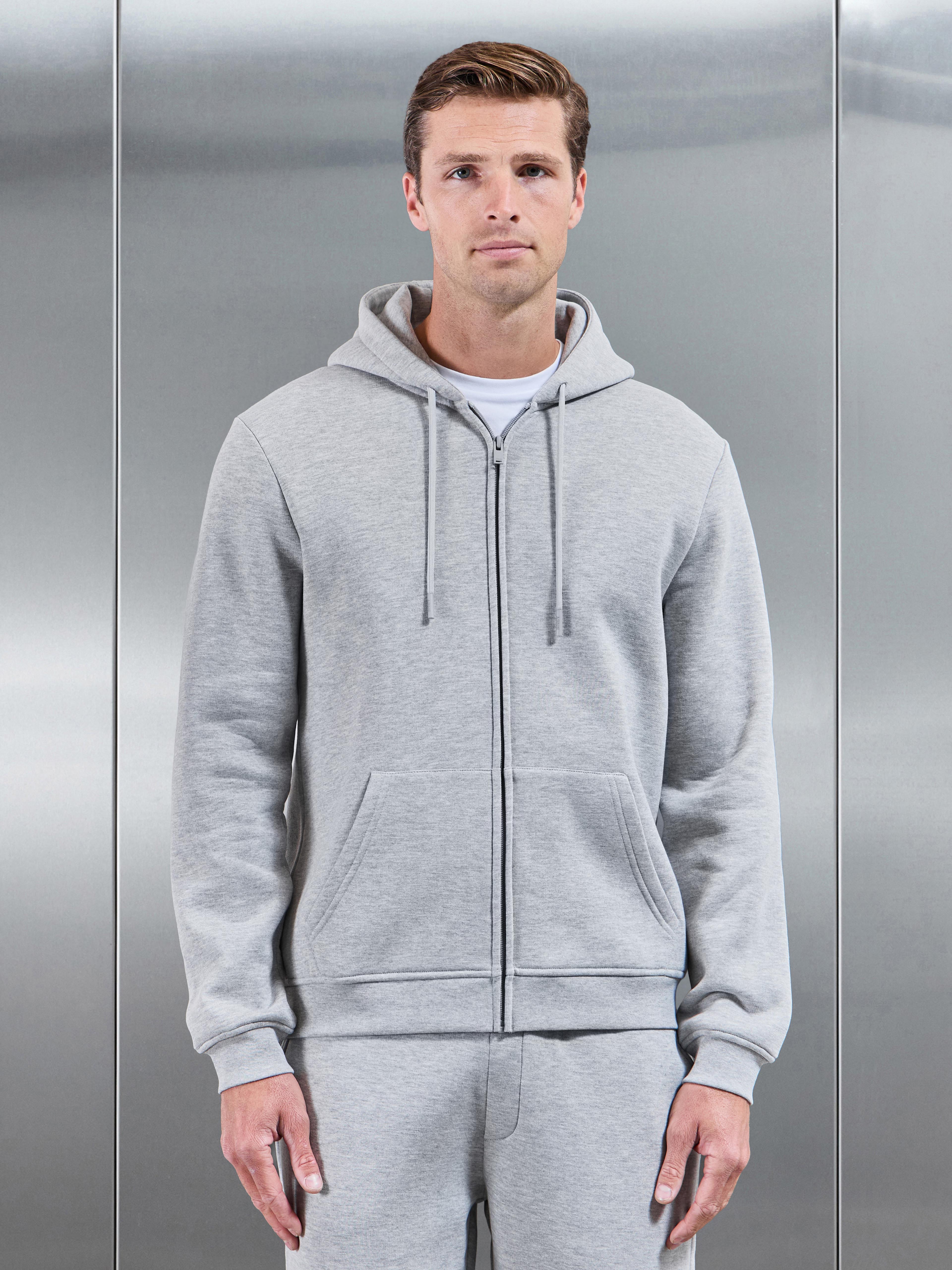 Essential Zip Hoodie in Marl Grey