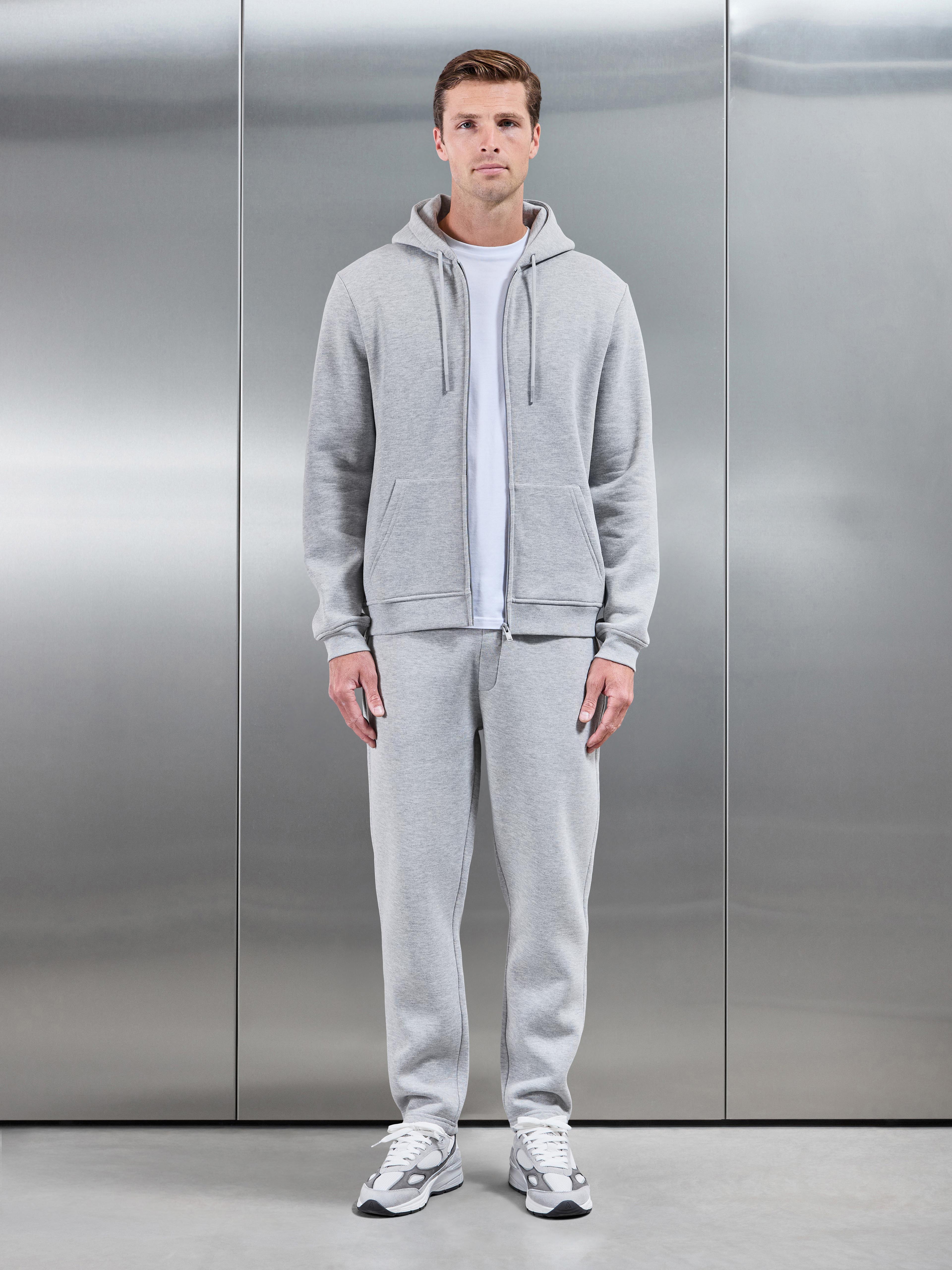 Essential Zip Hoodie in Marl Grey