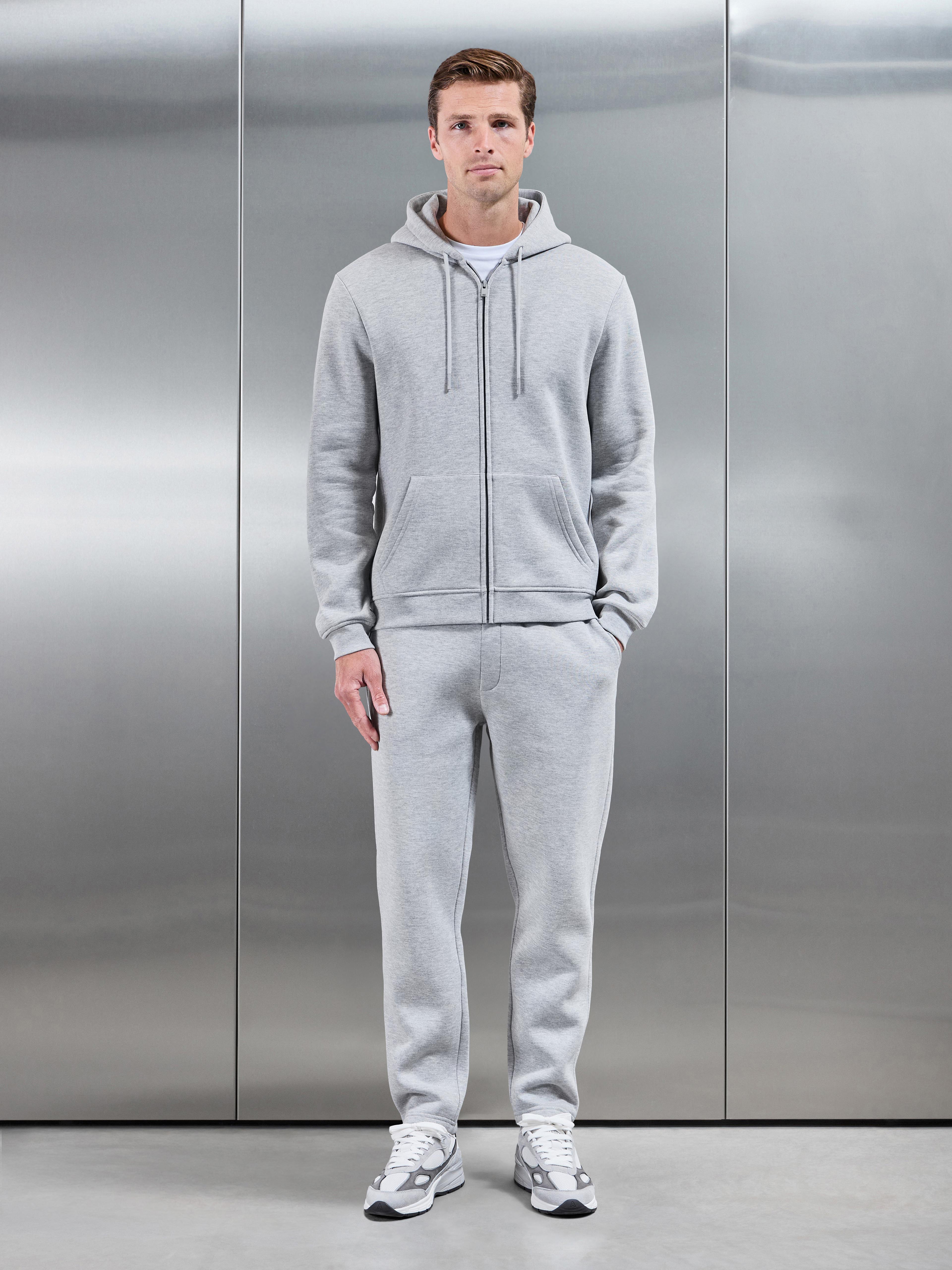 Essential Zip Hoodie in Marl Grey